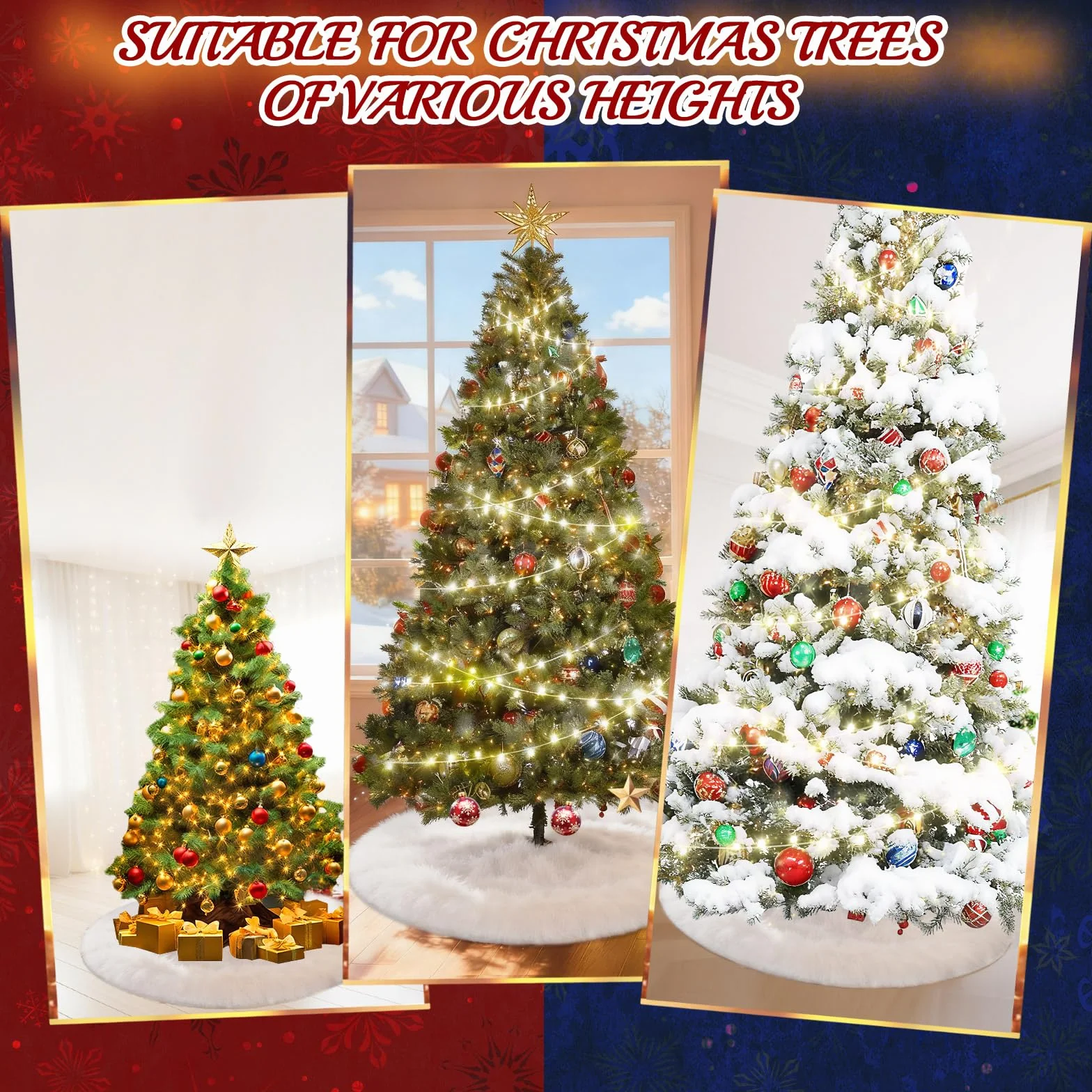 Falda Árbol de Navidad Blanco 75 CM Cubre Pie Redondo Faldas Arbol Navidad Tapete Felpa Artificial Decoración Hogar