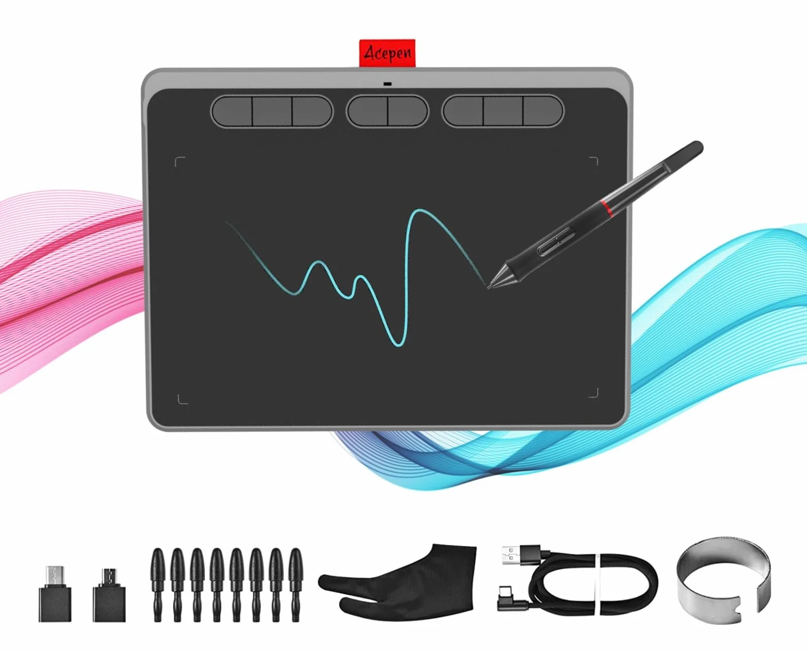 Tableta de dibujo digital – Tableta de dibujo gráfico de 9 x 6 pulgadas con 8192 niveles de presión, 8 teclas personalizadas