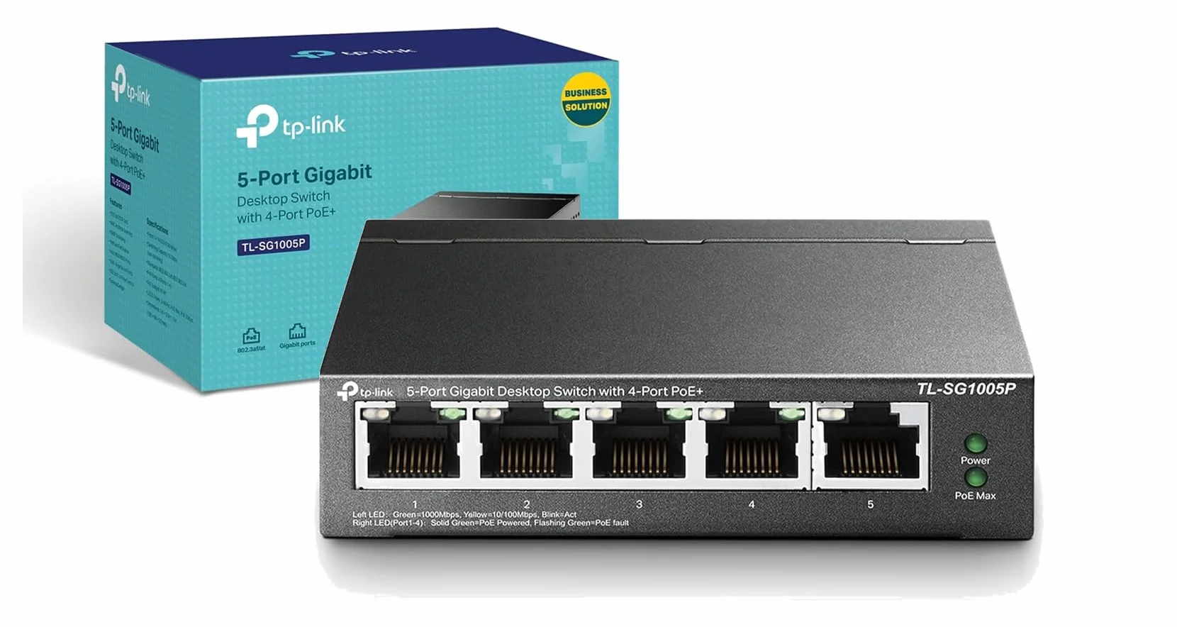 TP-Link TL-SG1005P - 5 Puertos Gigabit PoE Switch | 4 Puertos PoE 65W | 802.3af Obediente |Puertos blindados | Optimización de tráfico | Plug and Play |Fuerte Carcasa Metálica