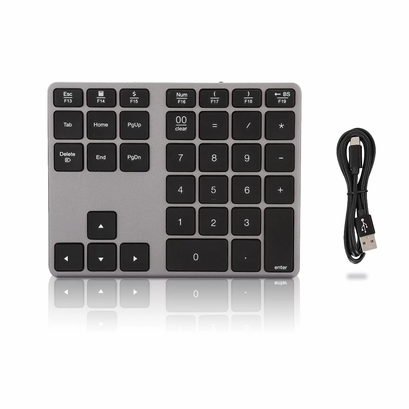 Teclado Numérico Inalámbrico BT308 para Computadora Portátil, Teclado Bluetooth 5.0 Recargable Teclado Numérico Ultradelgado de 35 Teclas para Ingresar Datos para PC iOS, Androd, Ventana (Gris Hierro)