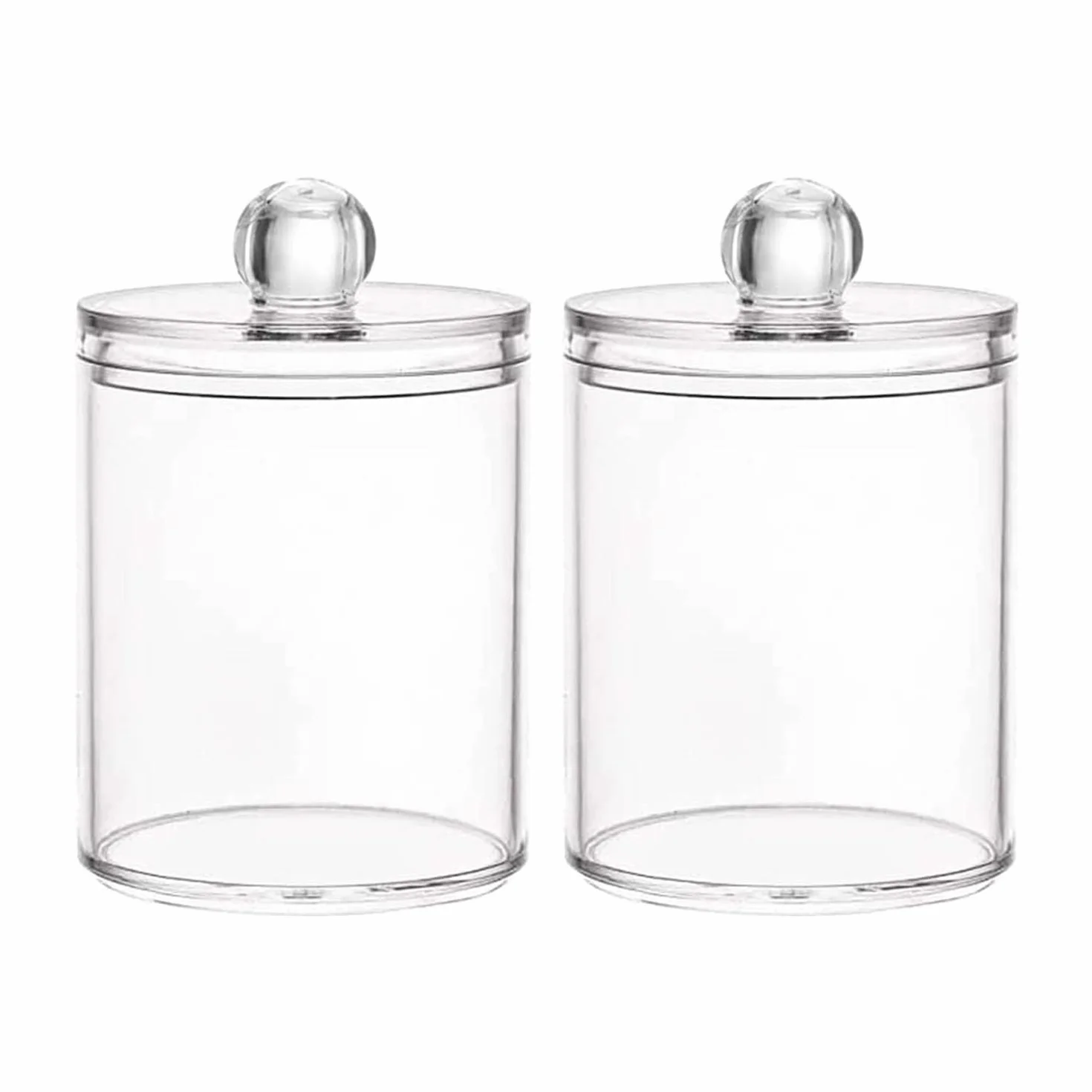 2 Piezas Dispensador Discos De Algodon, Organizador De Bolas De Algodón Y Bastoncillos Con Tapa, Recipiente De Almohadilla De Bola Transparente Para Sala De Estar, Dormitorio, Baño