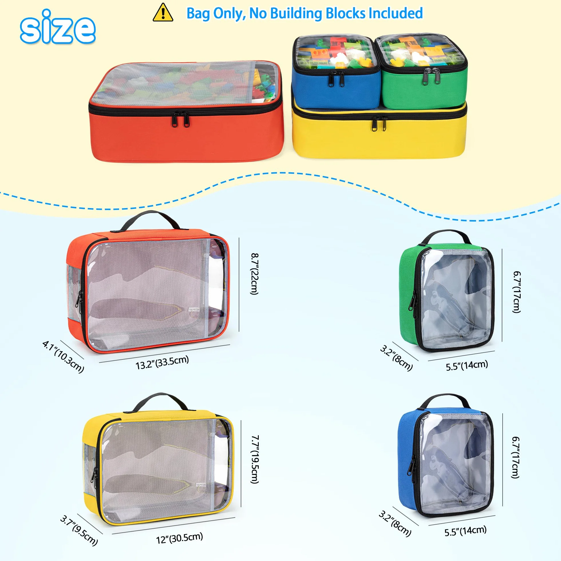 Rexmica 4 Piezas Bolsas para Guardar Juguetes, Bolsa de Viaje para Rompecabezas y Bloques
