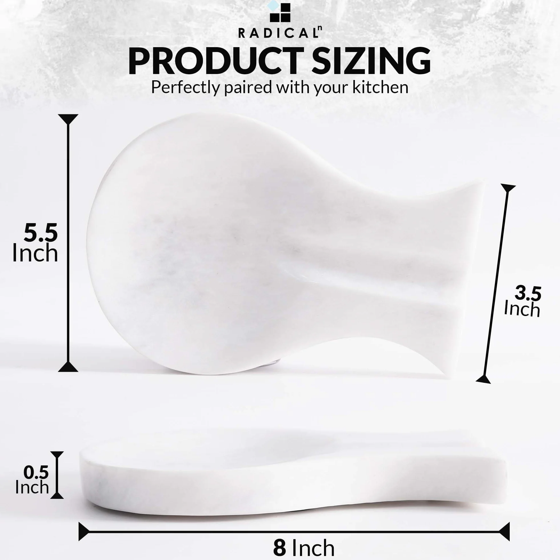 Soporte de cuchara de mármol 20,3 cm blanco hecho a mano para cocina moderna