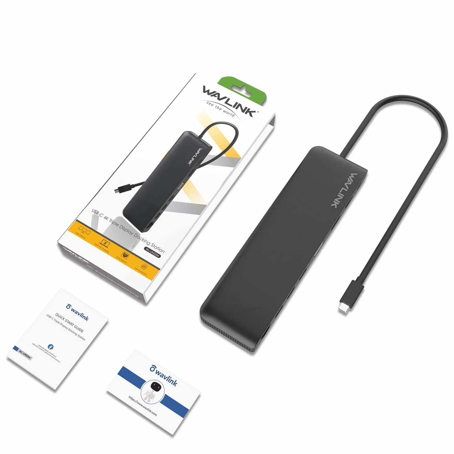 WAVLINK - Estación de Acoplamiento USB-C 3 monitores con HDMI, DP, VGA, 100W PD, USB3.0&2.0, RJ45, Ranuras SD/TF, Audio/micrófono, para Lenovo/HP/DELL, etc