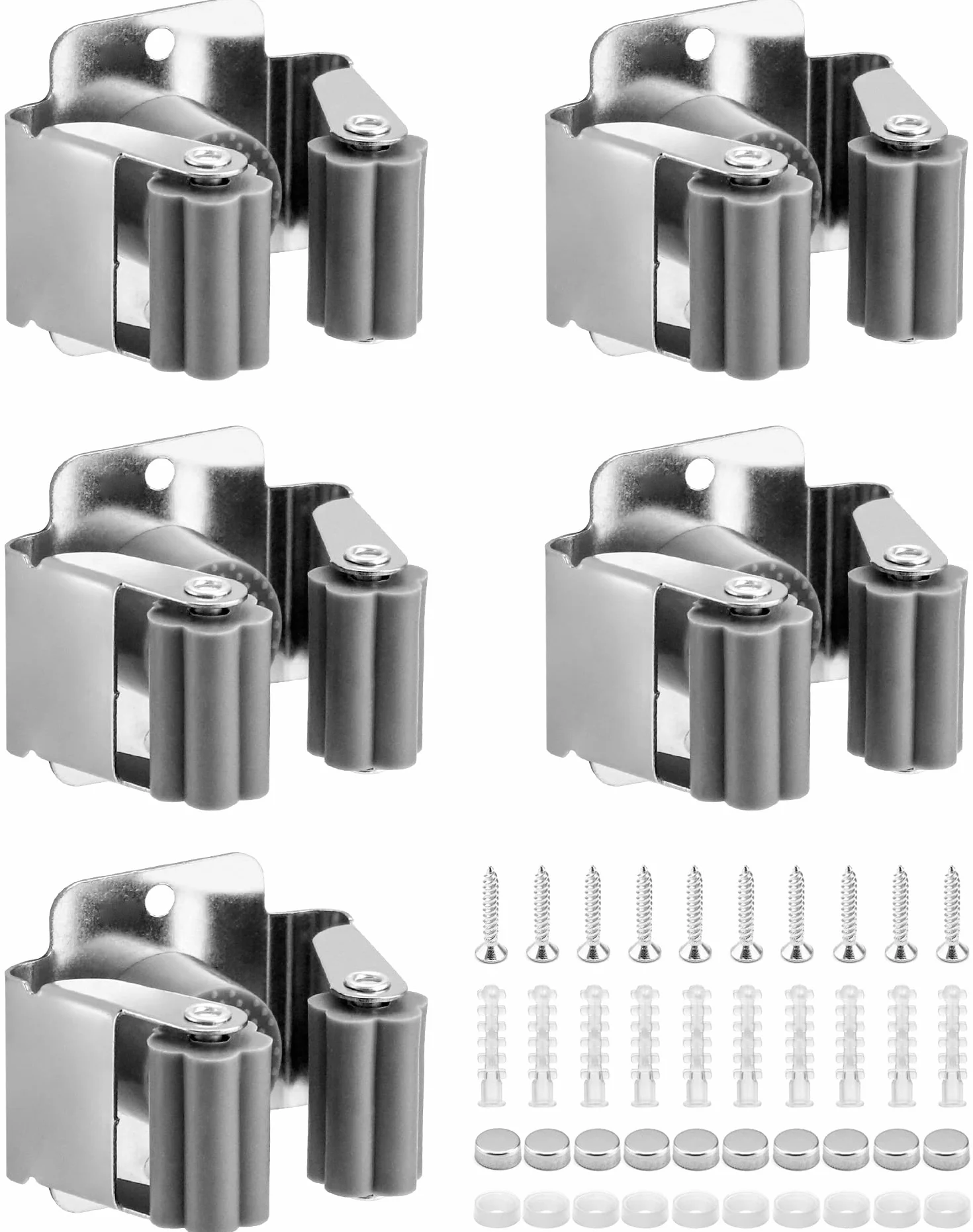 QWORK 5 Piezas Soporte Escoba Acero Inoxidable para Baño Cocina
