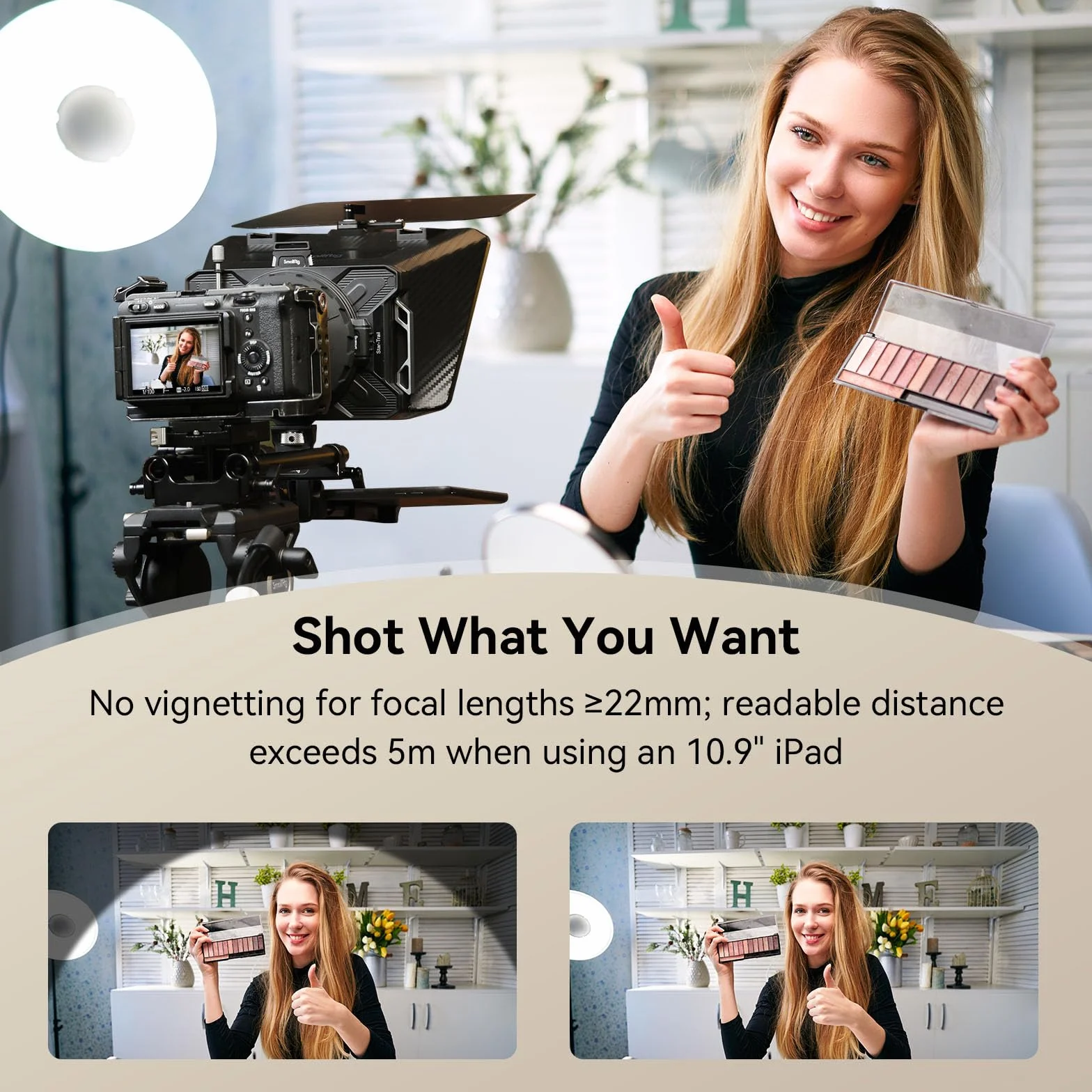 SMALLRIG Teleprompter para iPad para Tableta Android de hasta 11pulgadas, NO para Teléfono, la Aplicación Small GoGo Admite PDF Picture Word TXT, Debe Funcionar con Placa Base LWS de 15mm- 3646