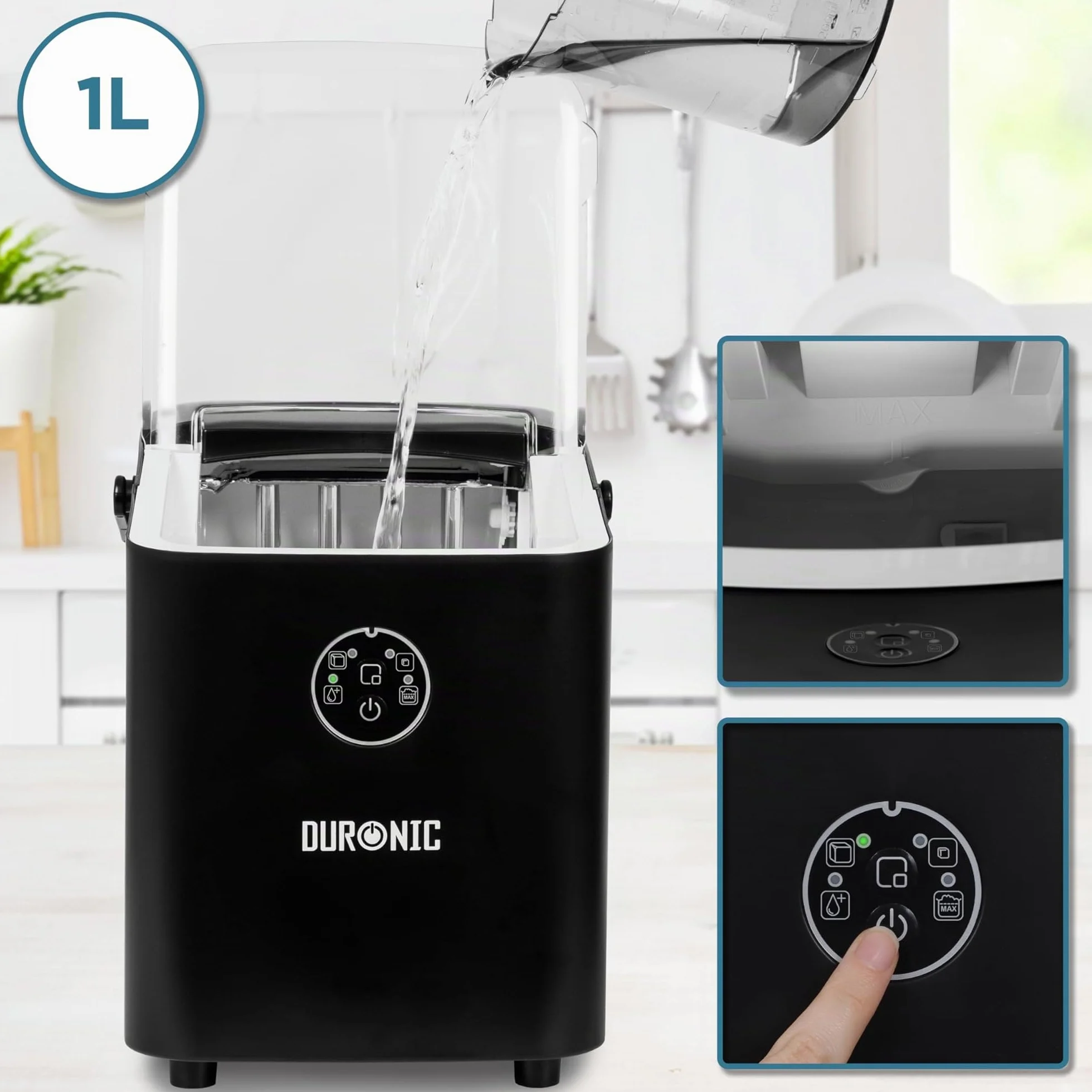 Duronic ICM12 BK Automatyczna maszyna do lodu 120W 8 kostek w 6-8 minut