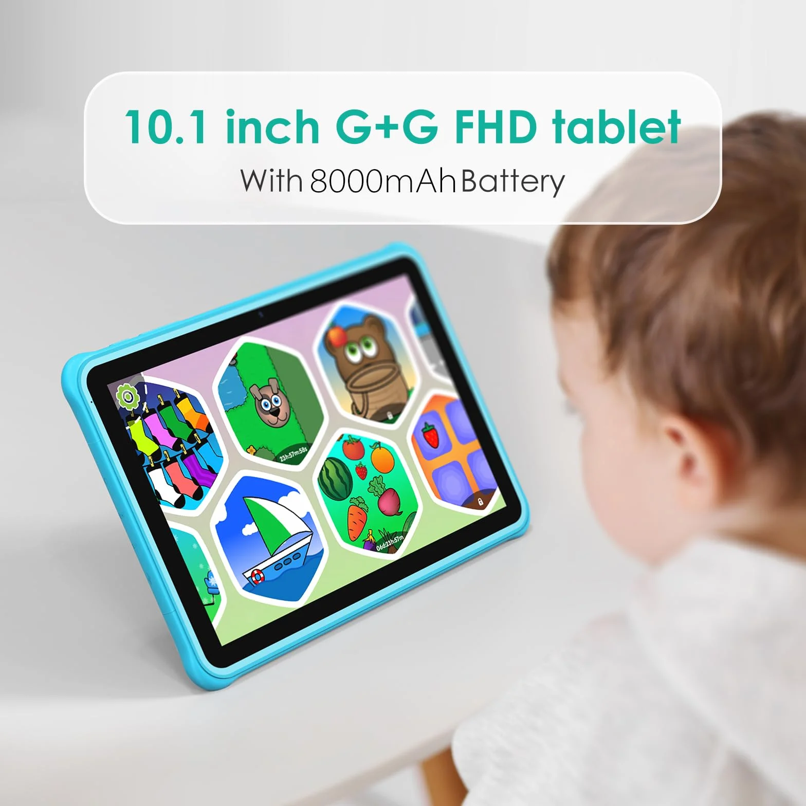 Tablet para niños 10 Pulgadas, 36GB RAM 256GB ROM (SD expandible), Android 15.0, Control Parental, Pantalla HD IPS, 5MP+2MP, WiFi, Bluetooth, Tablet educativa(Azul)
