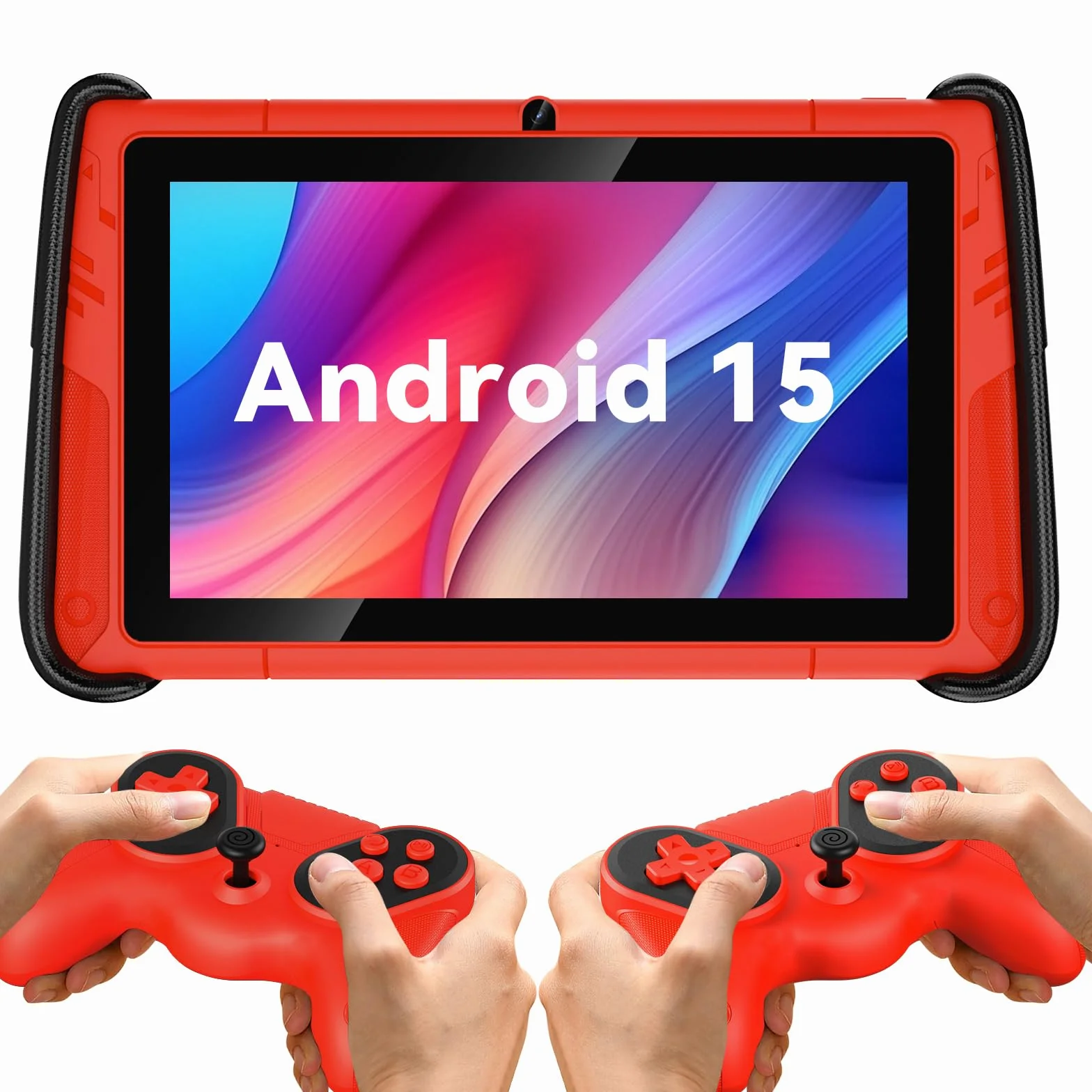 PRITOM Tabletas infantiles de 7 pulgadas, tabletas WiFi para niños, 8 GB de RAM, 32 GB de ROM, (expansible 512 GB), tableta Toddler, control parental, Android 15, BT, cámara dual, software para