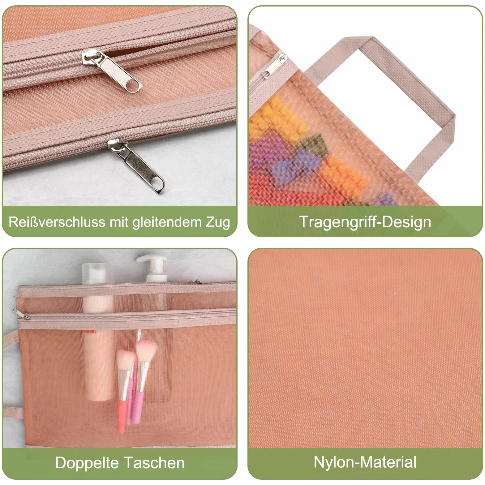 Bolsa de Malla Transpirable A4 5PCS Organizador Multiusos Cremallera y Asa para Documentos