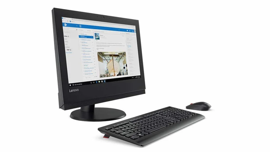 Lenovo ThinkCentre V310z Todo en uno Desktop Computer, Monitor de 19,5 Pulgadas, Intel Core i3-7100, 8 GB de RAM, SSD de 256 GB, Teclado QWERTY US, Wi-Fi, Bluetooth, Windows 11 Pro (reacondicionado)