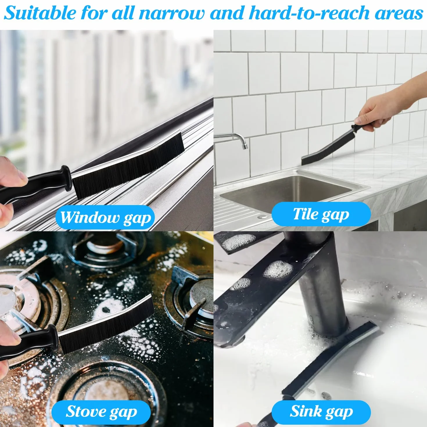 Cepillo de Limpieza de Grietas 11 Piezas Multifuncional para Juntas Ventanas Baños Cocina