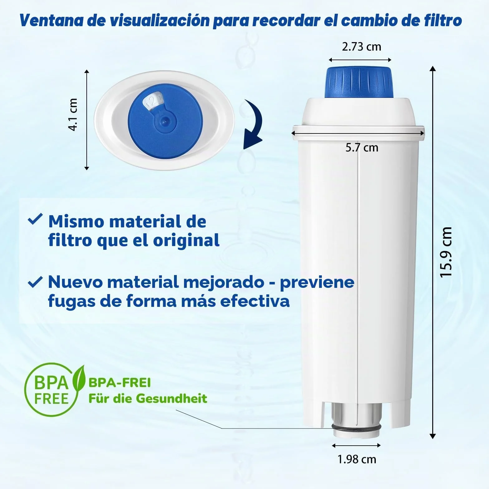 Mutital 6 filtros de agua para cafeteras automáticas DeLonghi con descalcificador de carbón activo Filtros Delonghi para series De'Longhi ECAM, ETAM, EC, BC, Repuesto DLSC002, SER3017 y 5513292811