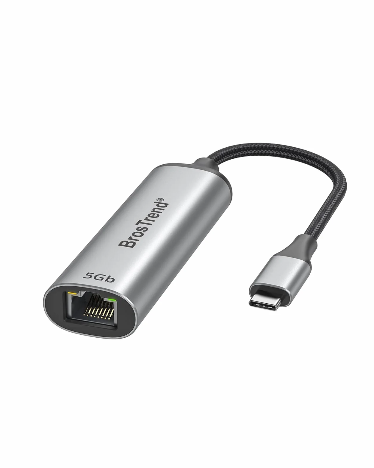 BrosTrend 5Gb Adaptador USB Ethernet, 5 Gigabit Adaptador Ethernet a USB C para PC Portátil MacBook iPhone, Thunderbolt Compatible Type C RJ45 Adapter para Windows iOS Android etc. Vida ÚTI Protección