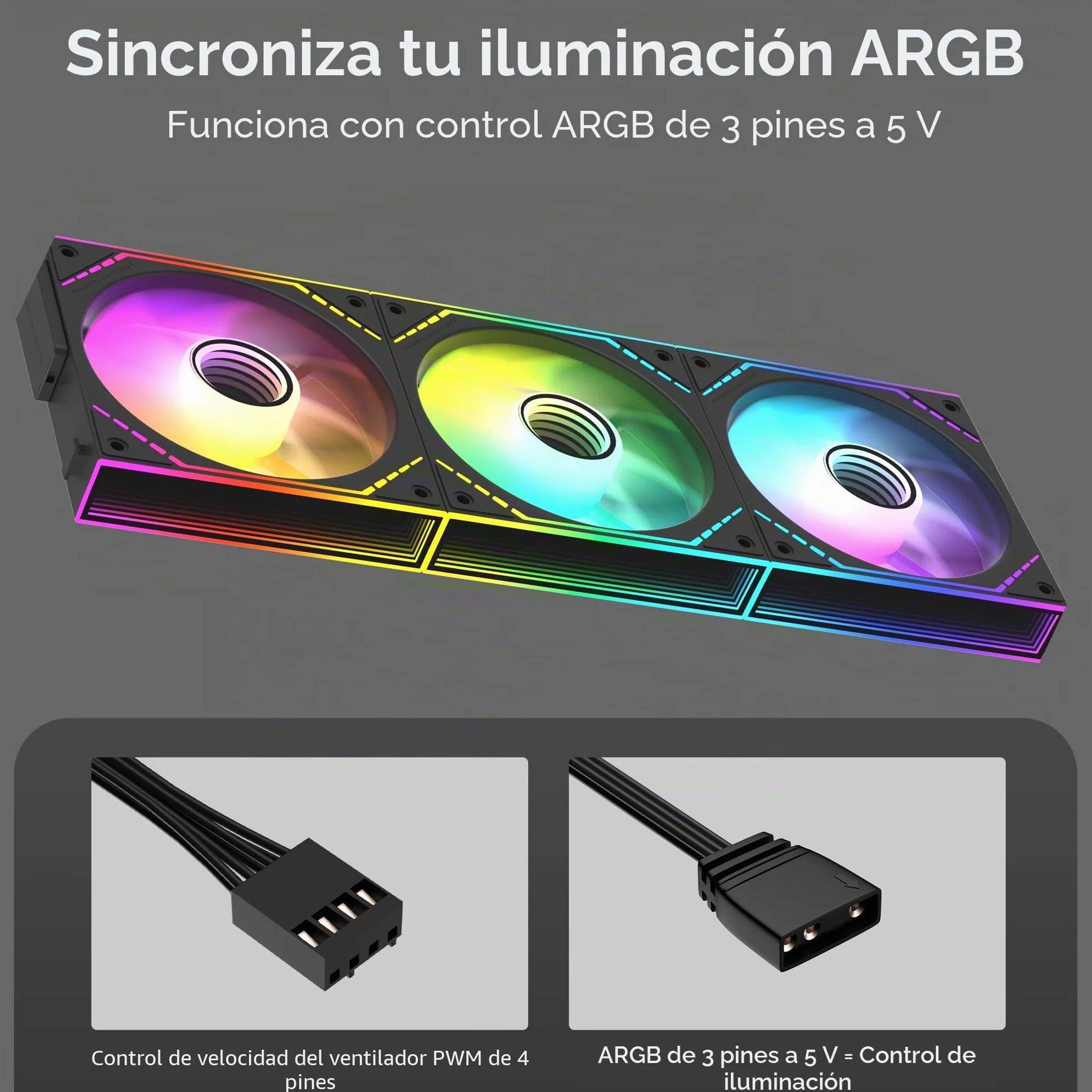 Thermalright TL-M12Q-S X3 - Ventiladores de carcasa de PC de 120 mm, flujo de aire alto de 2000 rpm, cadena de margaritas ARGB, iluminación de espejo infinito, paquete de 3