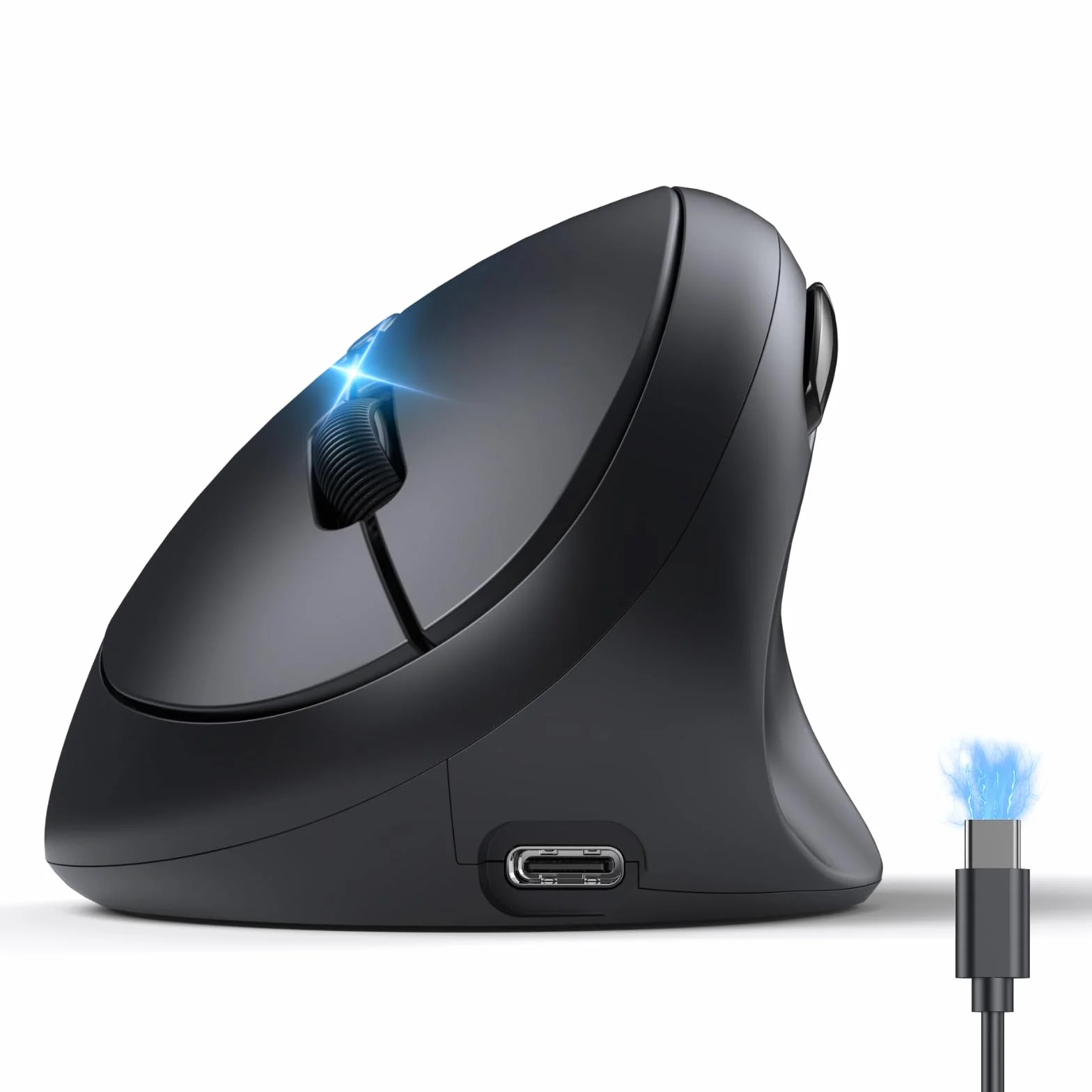 TECKNET Ratón Inalámbrico Bluetooth, Ratón Ergonómico Recargable con 3 Dispositivos (BT 5.0/3.0+2.4G), 4800DPI Ratón Vertical Silencioso para Portátil, Ordenador, iPad, Mac y Windows