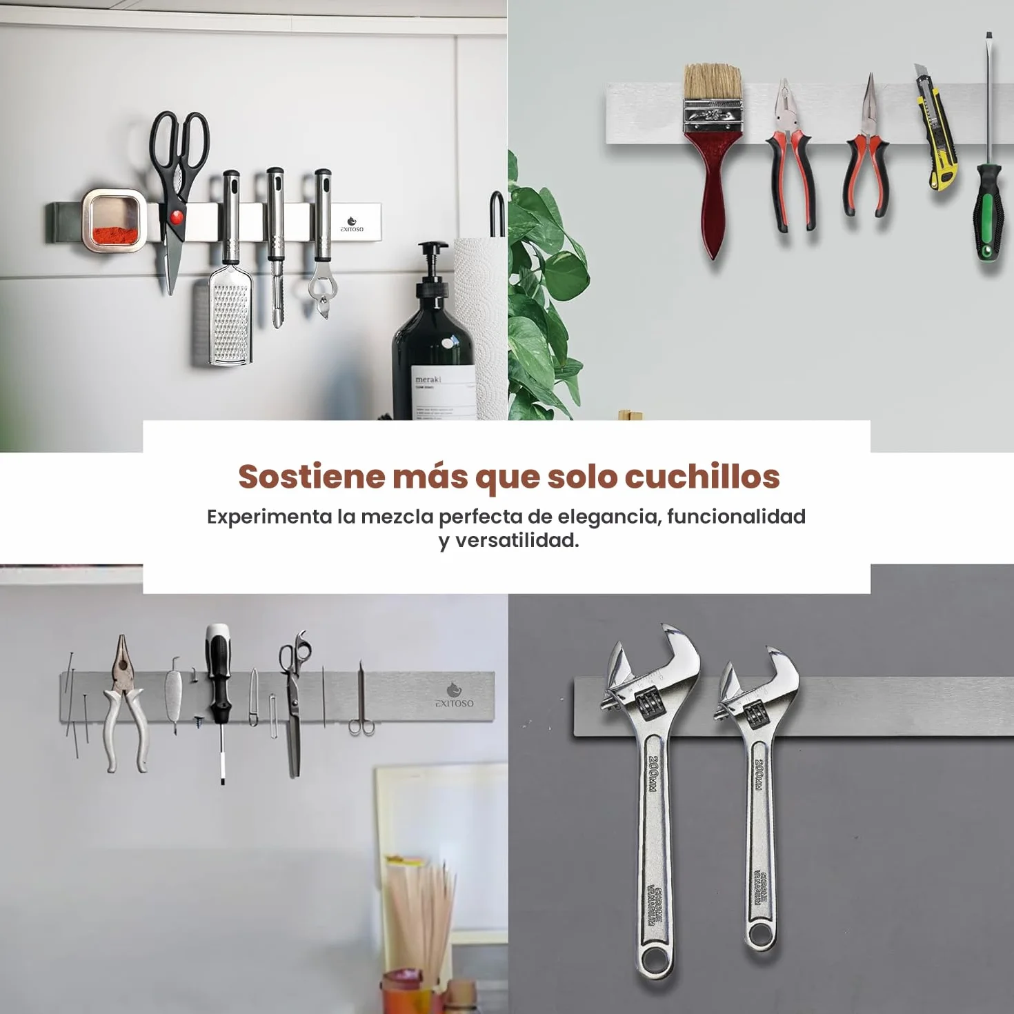 EXITOSO Barra Magnética para Cuchillos de Cocina Acero Inoxidable Adhesiva sin Perforación