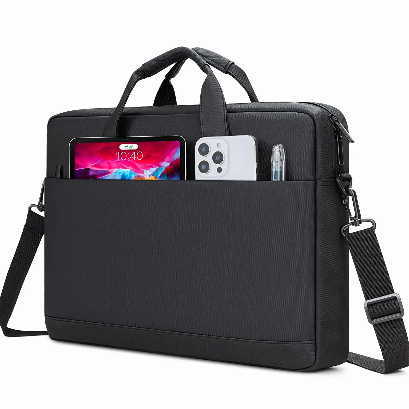 MiacYoung Bandolera Ligera para Portátil 15,6 16 Pulgadas con Compartimentos Organizadores Compatible con ‌16 Pulgadas MacBook Pro M1 M2 M3 M4 M5,Acer ASUS HP Surface Dell Chromebook, Negro