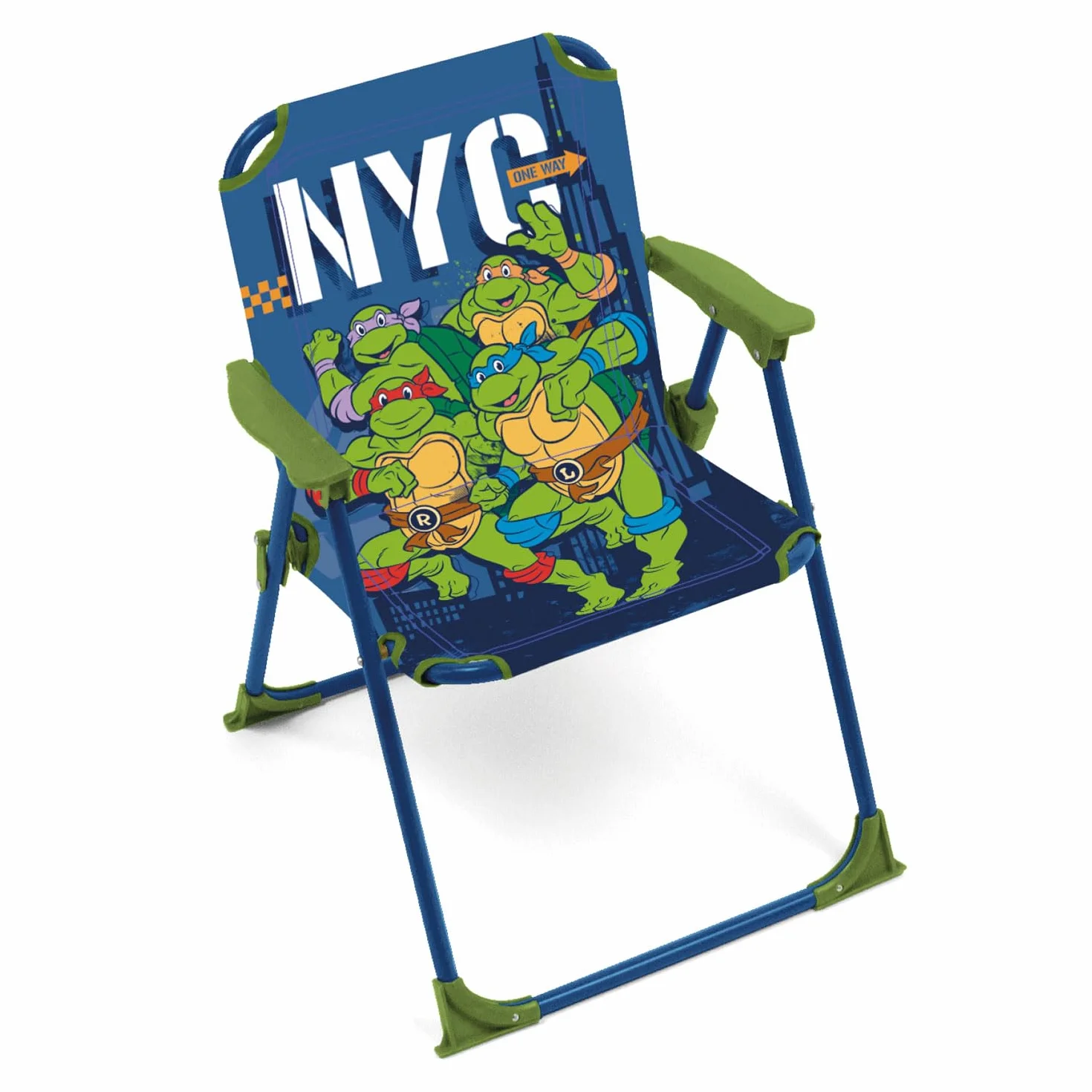 ARDITEX Silla Plegable con Brazos de Las Tortugas Ninja - 38x32x53cm - Adecuado para jardín, Camping, Playa o montaña - Ideal para niños y niñas.