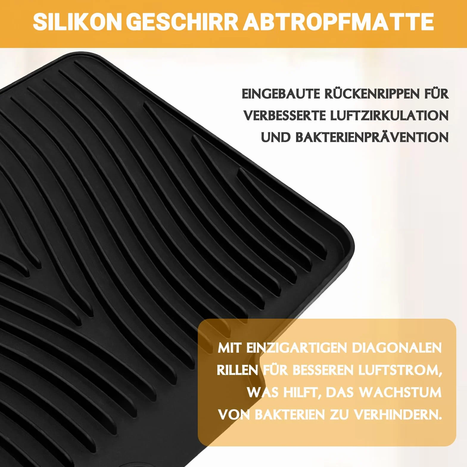 Alfombrilla Escurreplatos Silicona 50x40 cm Antideslizante Resistente Calor Sin BPA Negro