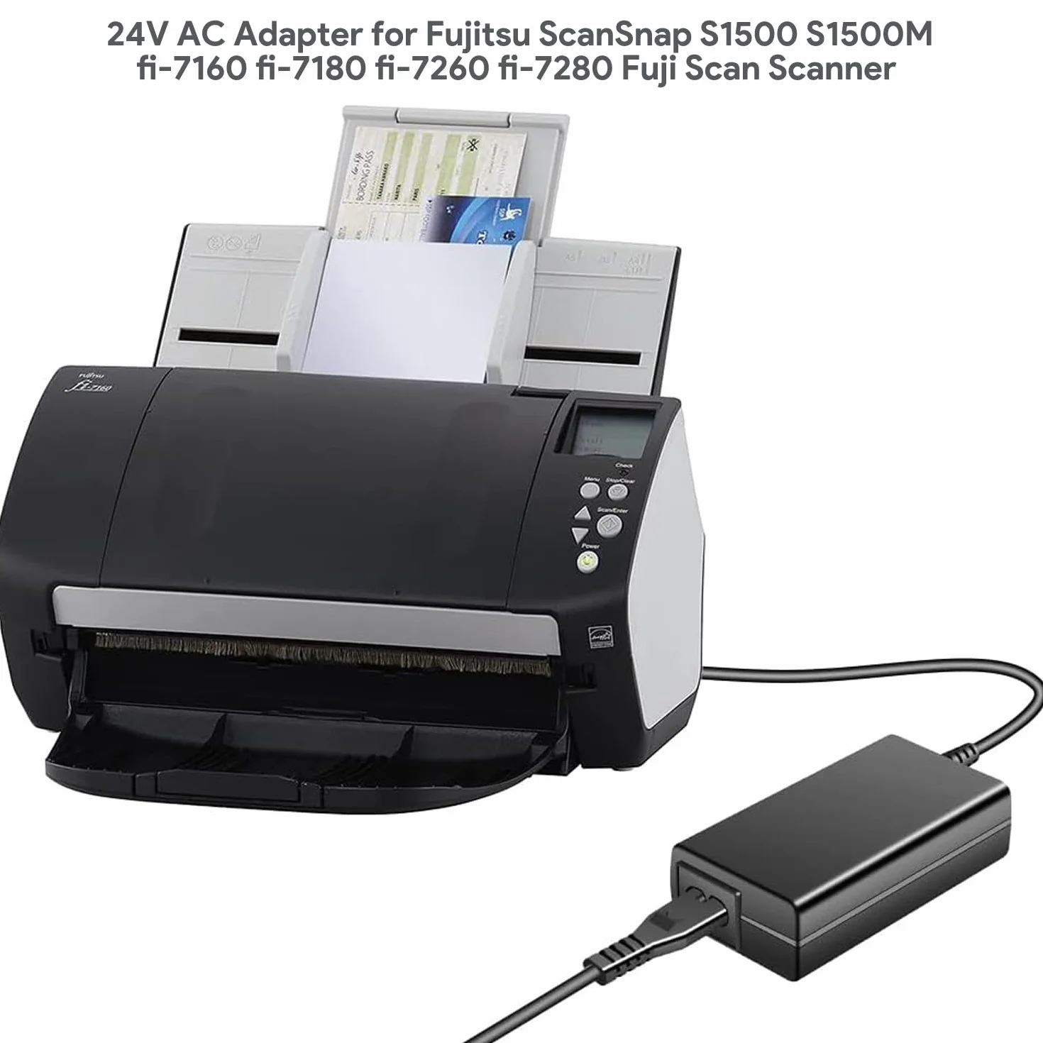 KFD 24V - Cargador para Fujitsu ScanSnap S1500 S1500M PA03586-B015 Fuji Scan Scanner Fi-7160 Fi-7260 Fi-7180 Fi-7280 Fi-5530C Fi-6110 Fi-6140 Fi-622 30 Fi Cable de alimentación 6240 AC Adapter