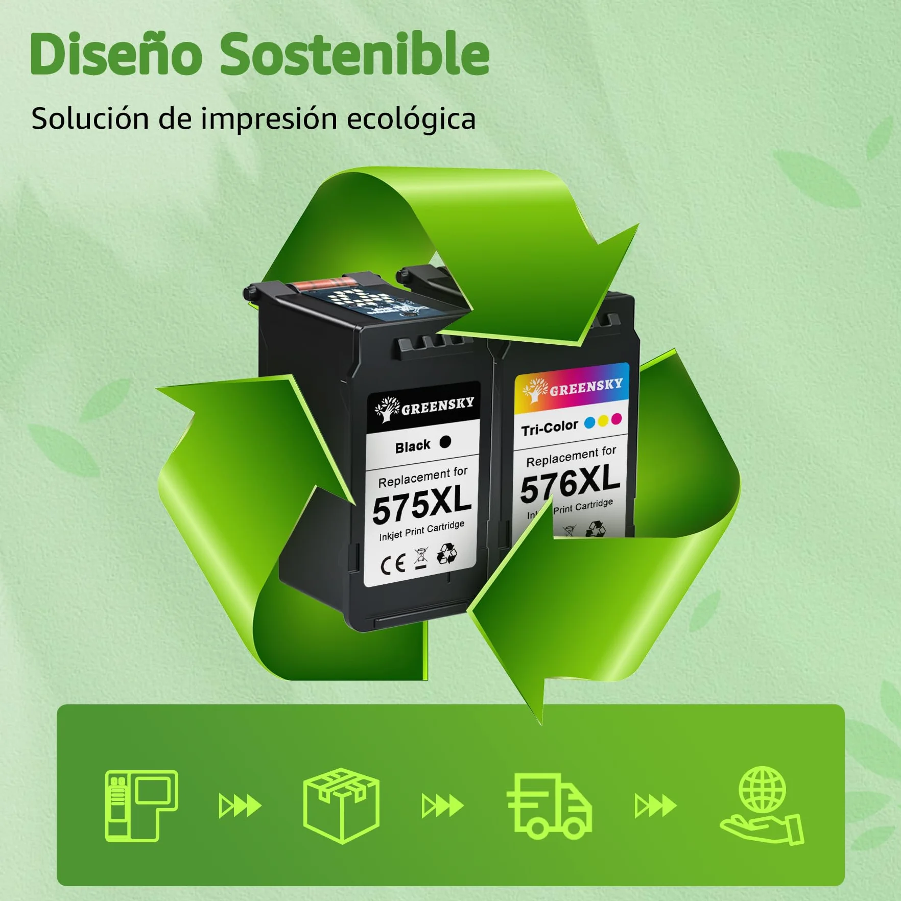 GREENSKY PG-575XL CL-576XL Cartuchos de Tinta para Canon 575 576 Negro y Color PIXMA TS3750i TS3751i TR4756i