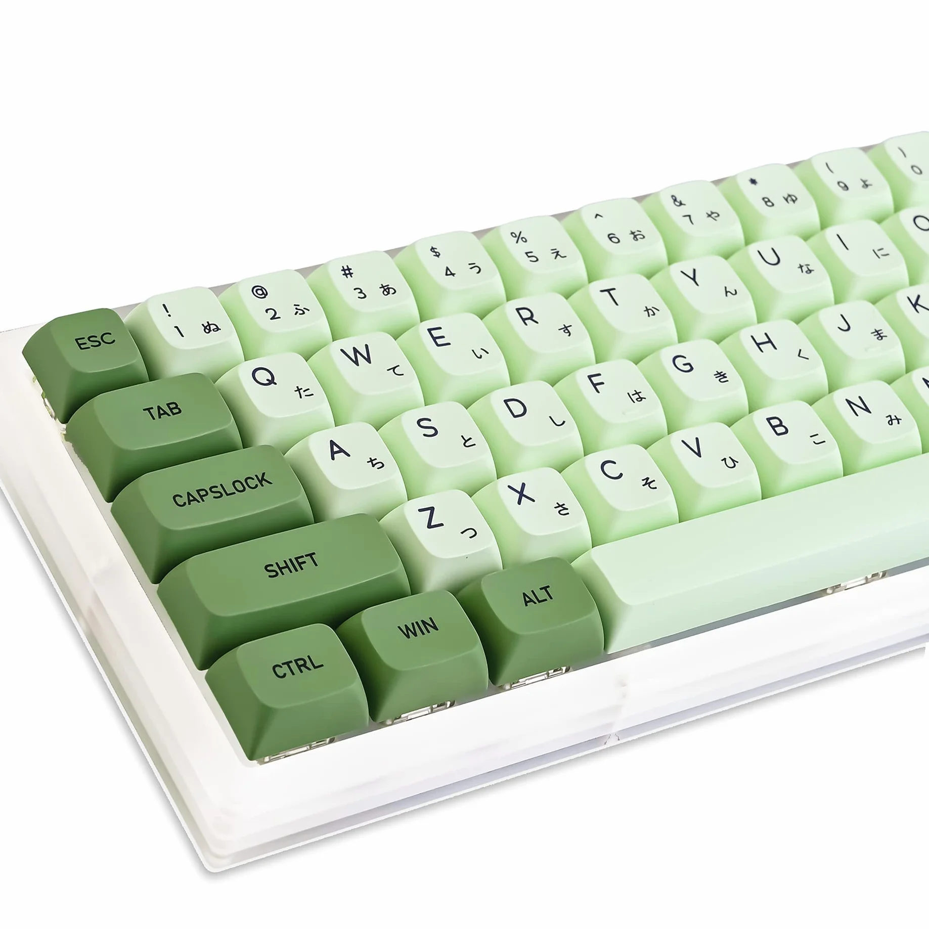 GTSP XDA Profile Japanese Keycaps 60 Percent PBT 122 Key Green Keycaps Set for Cherry MX Covers Tenkeyless 60% 65% Gaming Keyboard (Matcha)