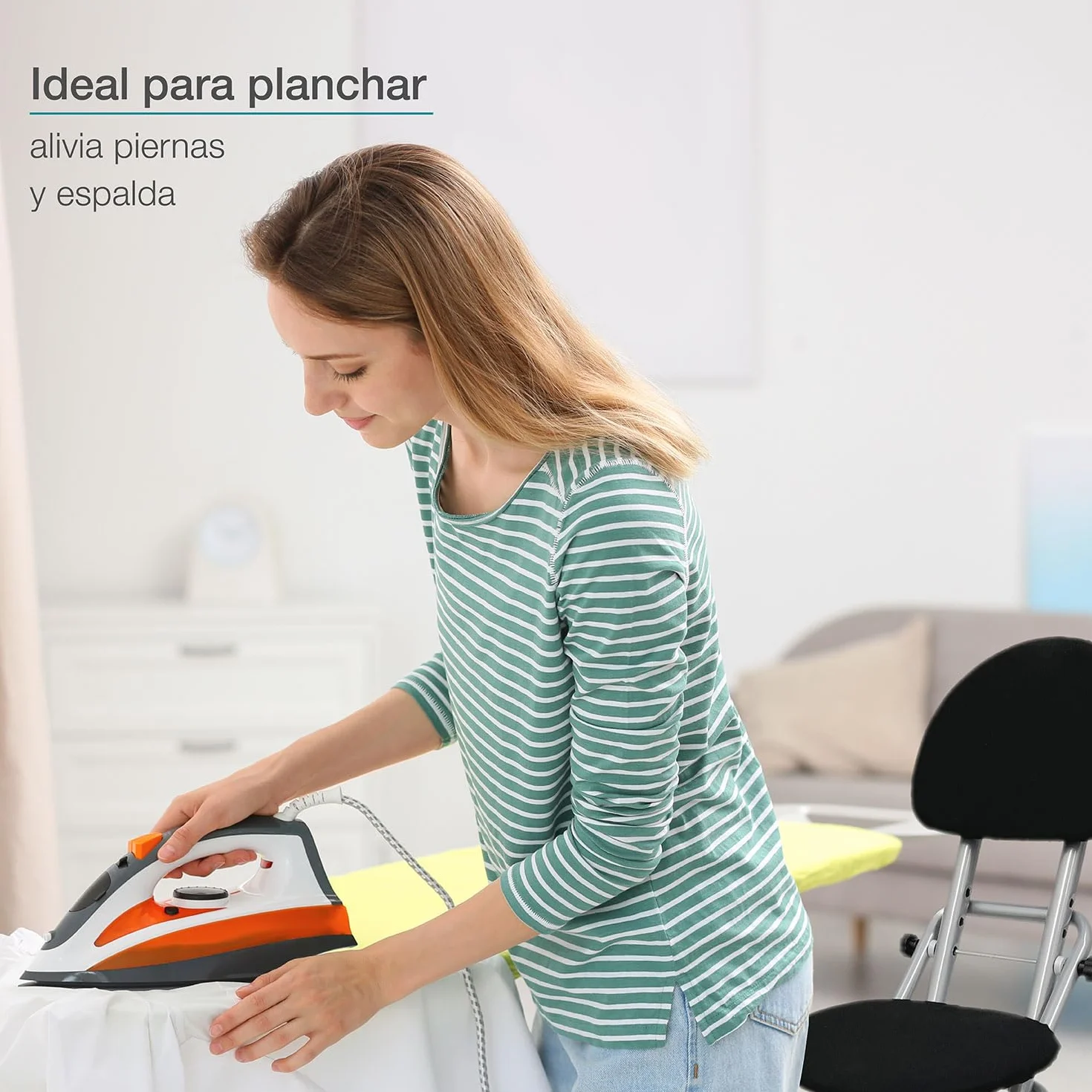 ELONEO Silla Plegable Acolchada Antideslizante 3 Alturas 58-65 cm 120 kg 45x98x47 cm Plateado