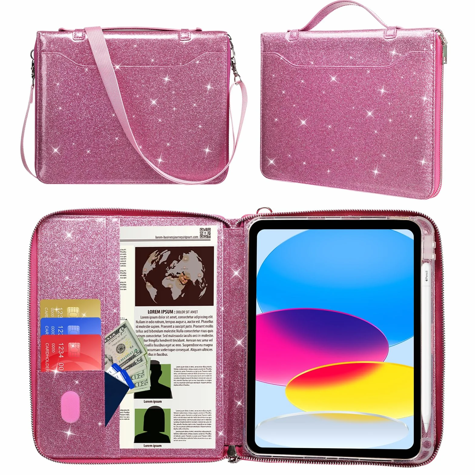 E NET-CASE Funda para iPad (A16) 11ª Generación 2025 11 Pulgadas, iPad 10ª Generación 10,9 Pulgadas 2022,Funda Tipo maletín,Rosa
