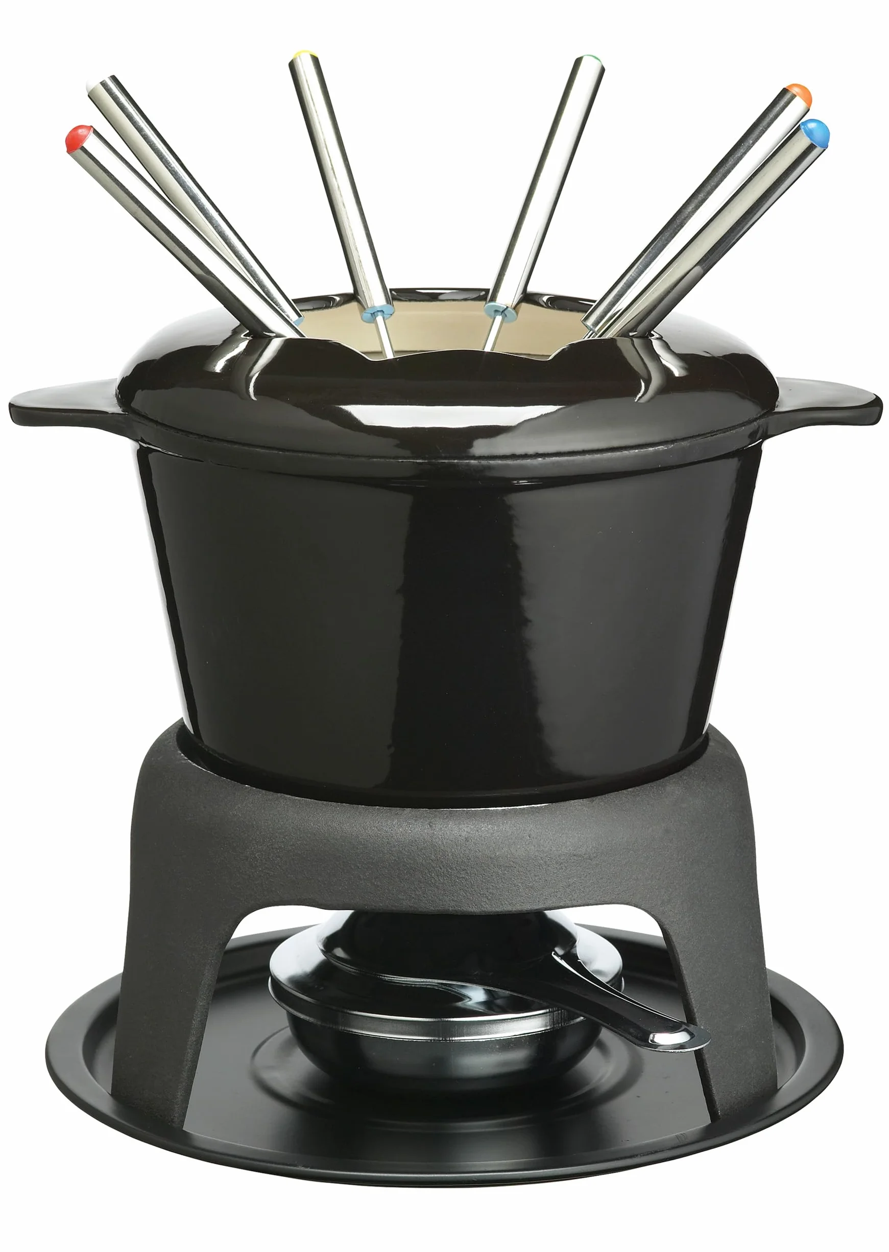 MasterClass Set de Fondue de Hierro Fundido para Chocolate, Queso, Carne, 21 x 18 cm, Negro