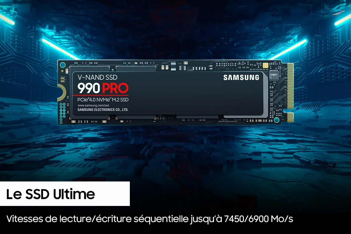 SAMSUNG Unidad de estado sólido 990 Pro M.2 1000 GB PCI Express 4.0 V-NAND MLC NVMe, negro, MZ-V9P1T0BW