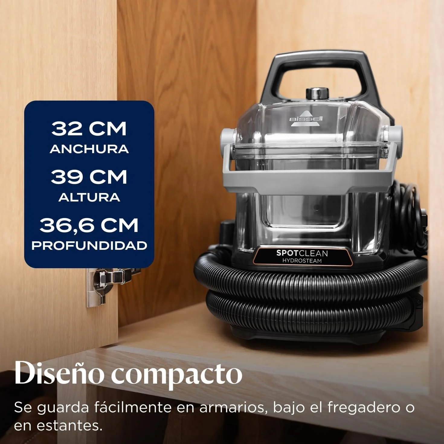 BISSELL SpotClean HydroSteam Aspiradora de Agua Tapicería 1000W 3689N