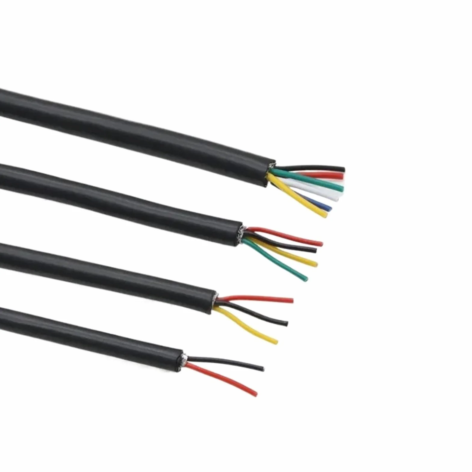 Cable de cobre puro apantallado, cable de control de señal de audio de par trenzado blindado UL2464, 22-26 AWG, 2-8 núcleos, 5-10 m, color negro(24awg,5 METERS 8)