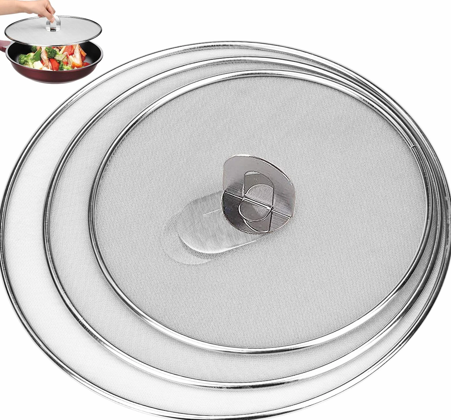 Protector Salpicaduras de Acero Inoxidable 33cm 29cm 25cm Tapa Antisalpicaduras Cocina