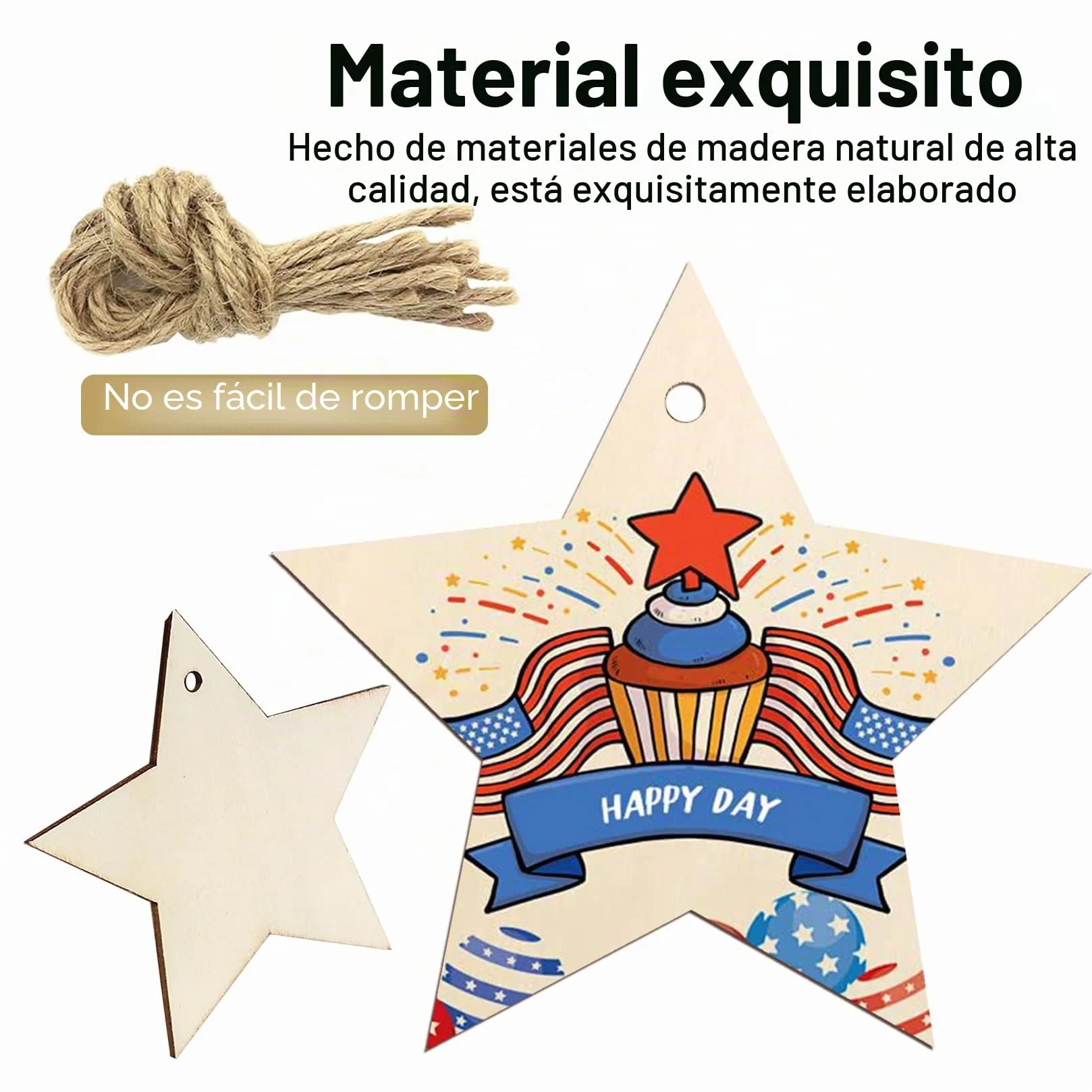 Estrellas de Madera Manualidades 40 Pcs Sin Acabado para Bricolaje Tallado Grabado Láser Pintura con Cuerda de Yute