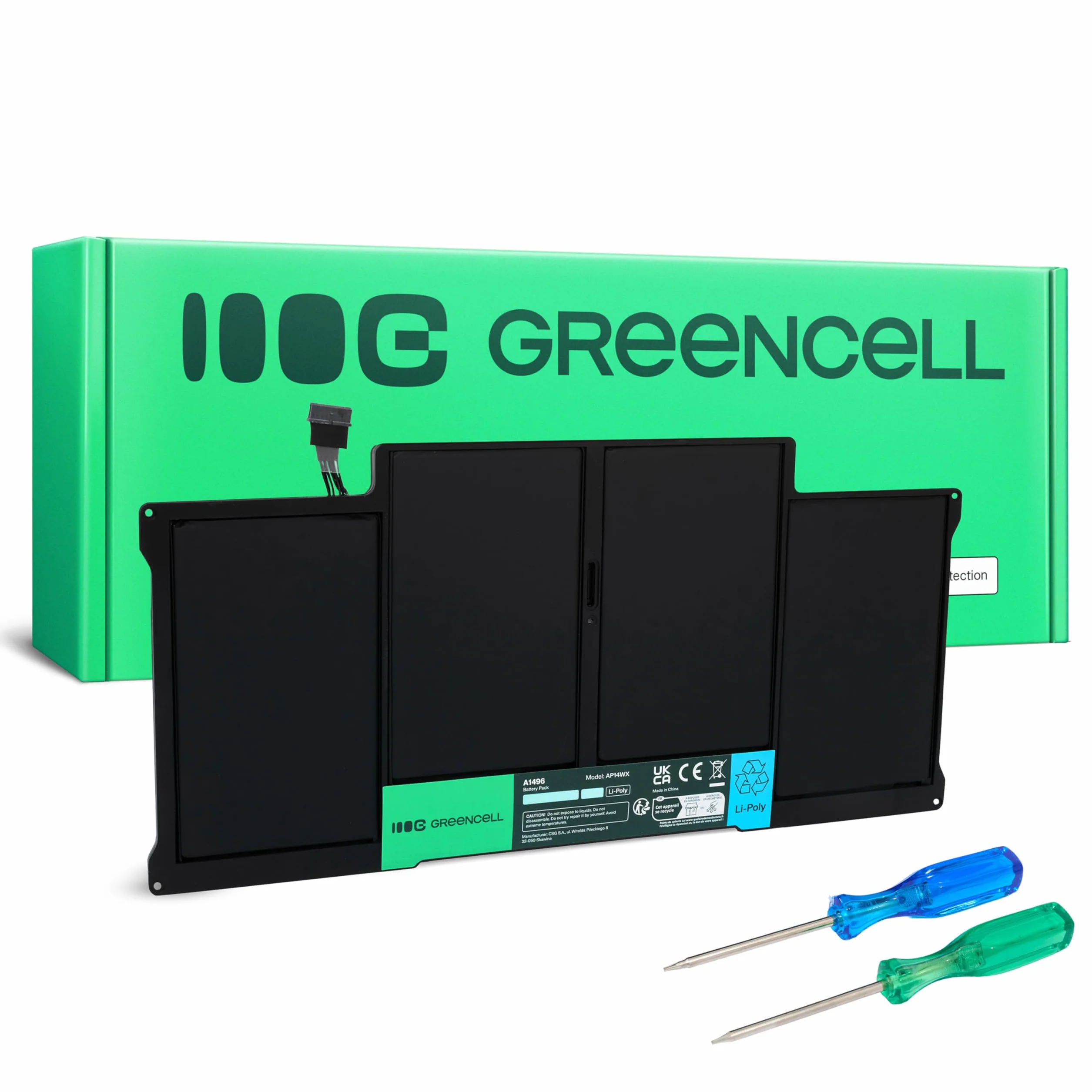 Green Cell Batería A1496 A1405 A1377 para Apple MacBook Air 13 A1369 A1466 (2010, 2011, 2012, 2013, 2014, 2015, 2017) Portátil (7200mAh 7.6V Negro)
