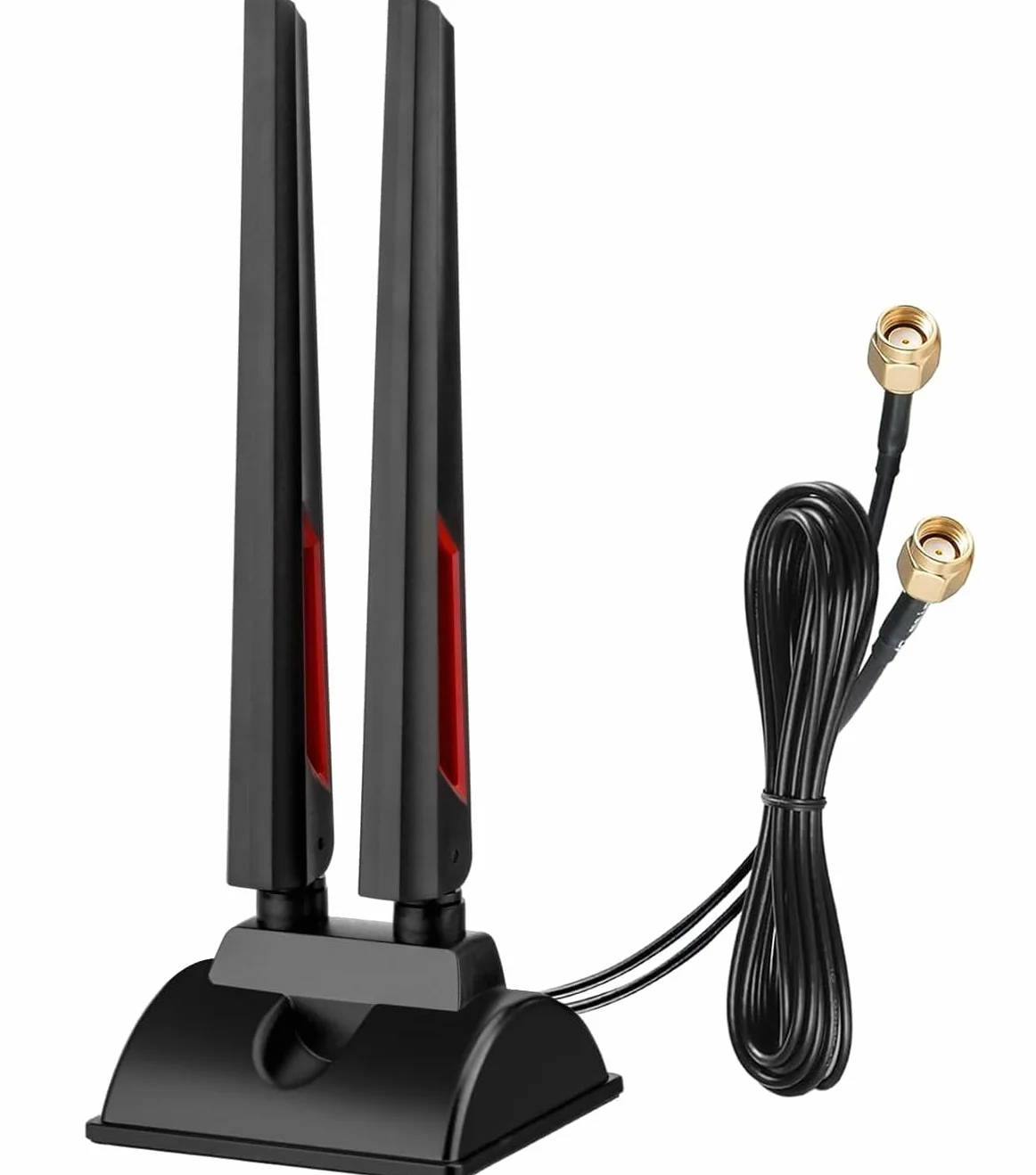 Antena WiFi 6E de 6 GHz 5 GHz 2.4 GHz para juegos con base magnética con cable de extensión de 6.5 pies para PC, computadora de escritorio, tarjeta PCIe WiFi 6E, enrutador