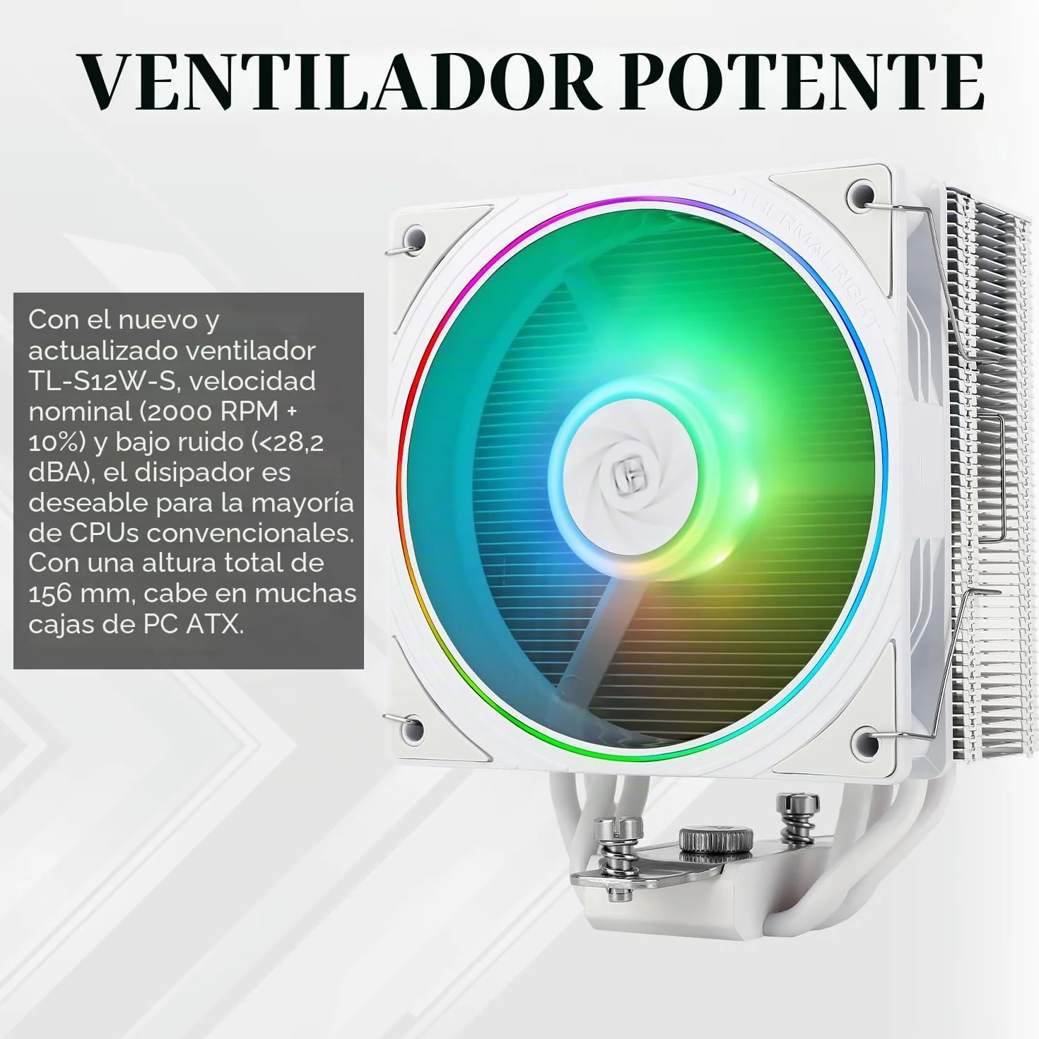 Thermalright Assassin Spirit 120 EVO Enfriador de procesador ARGB blanco, 4 tubos de calor, con ventilador TL-S12W-S PWM silencioso, compatible con AMD, AM4, AM5, Intel 1700, 1150, 1151, 1200