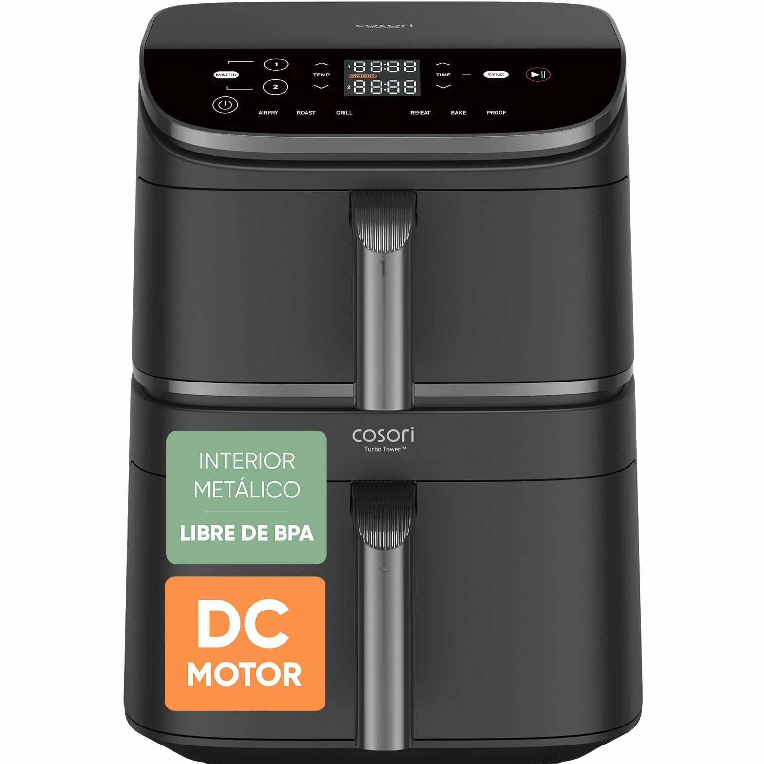 Cosori Freidora de Aire Turbo Tower Grande 10.8L Doble Cesta Vertical Turbo Blaze 6 en 1 2630W