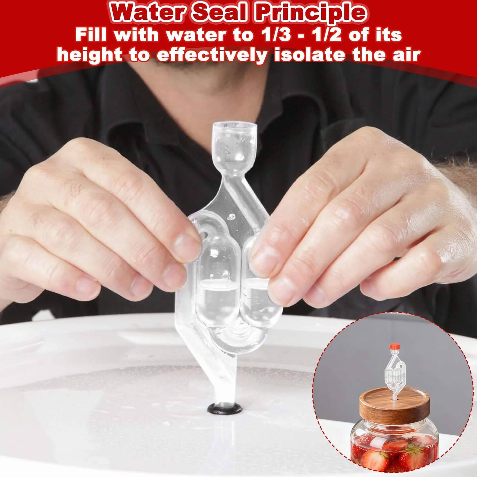 Airlock Esclusa de Aire Fermentación Plástico, 3 Pcs Tubo con Tapón de Silicona para Elaboración de Cerveza