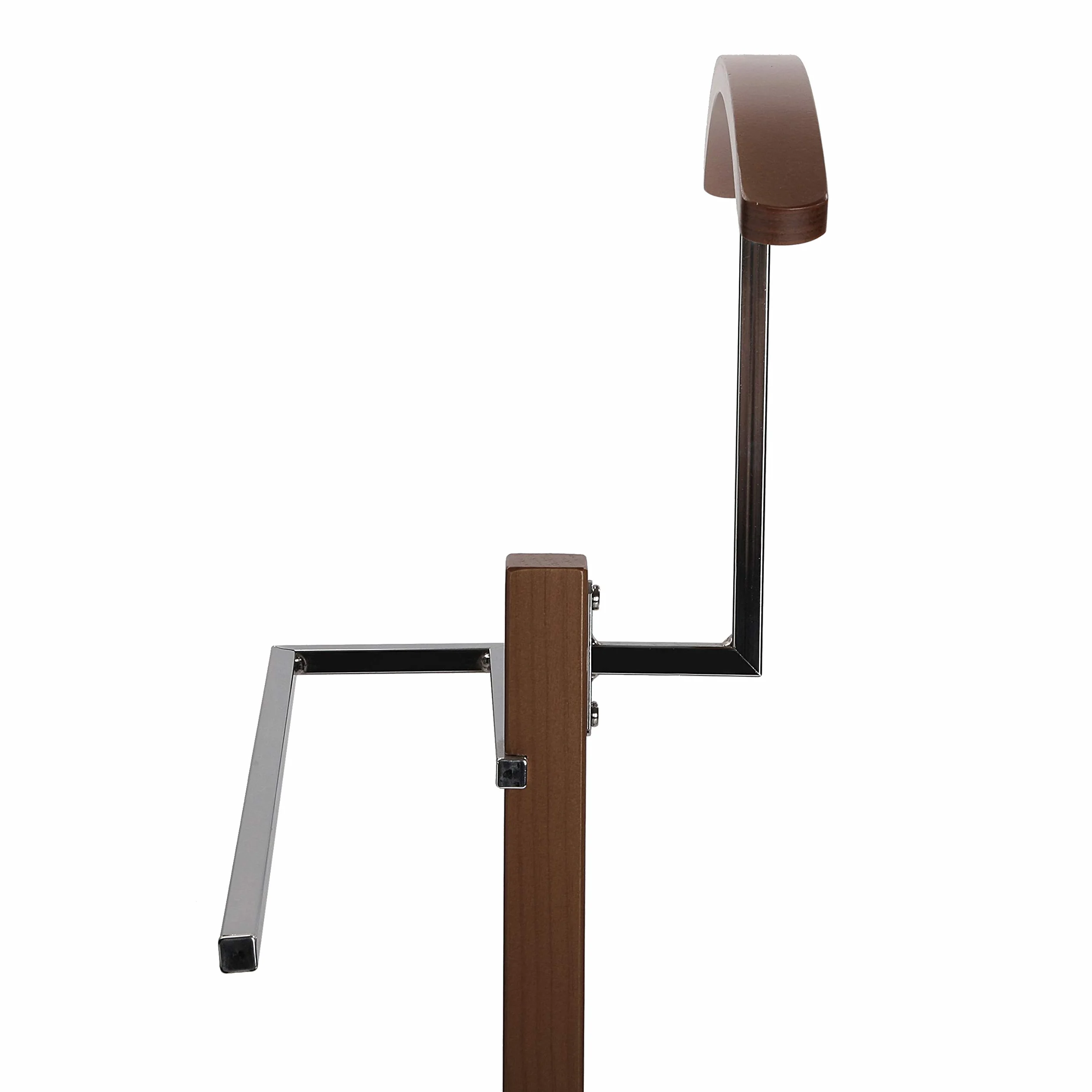 Versa Wengue Galán de Noche Moderno Multifuncional 2 Perchas Colgadores Ropa Hombre Mujer 112x35x35 cm Madera Metal Marrón