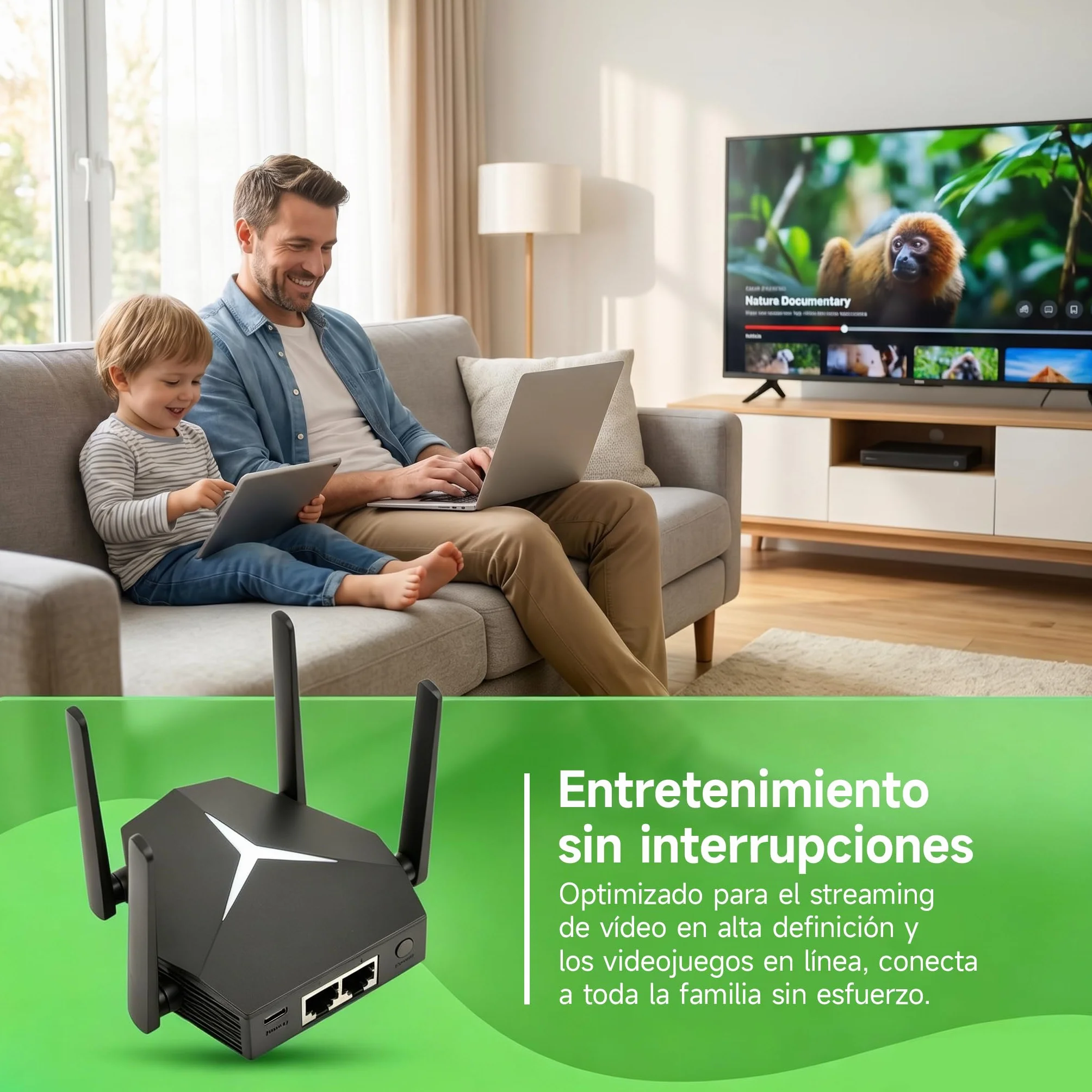 Repetidor WiFi 1167Mbps Doble Banda 2.4G+5G, Amplificador de Señal para Hogar Oficina, Elimina Zonas Muertas, Compatible con Routers