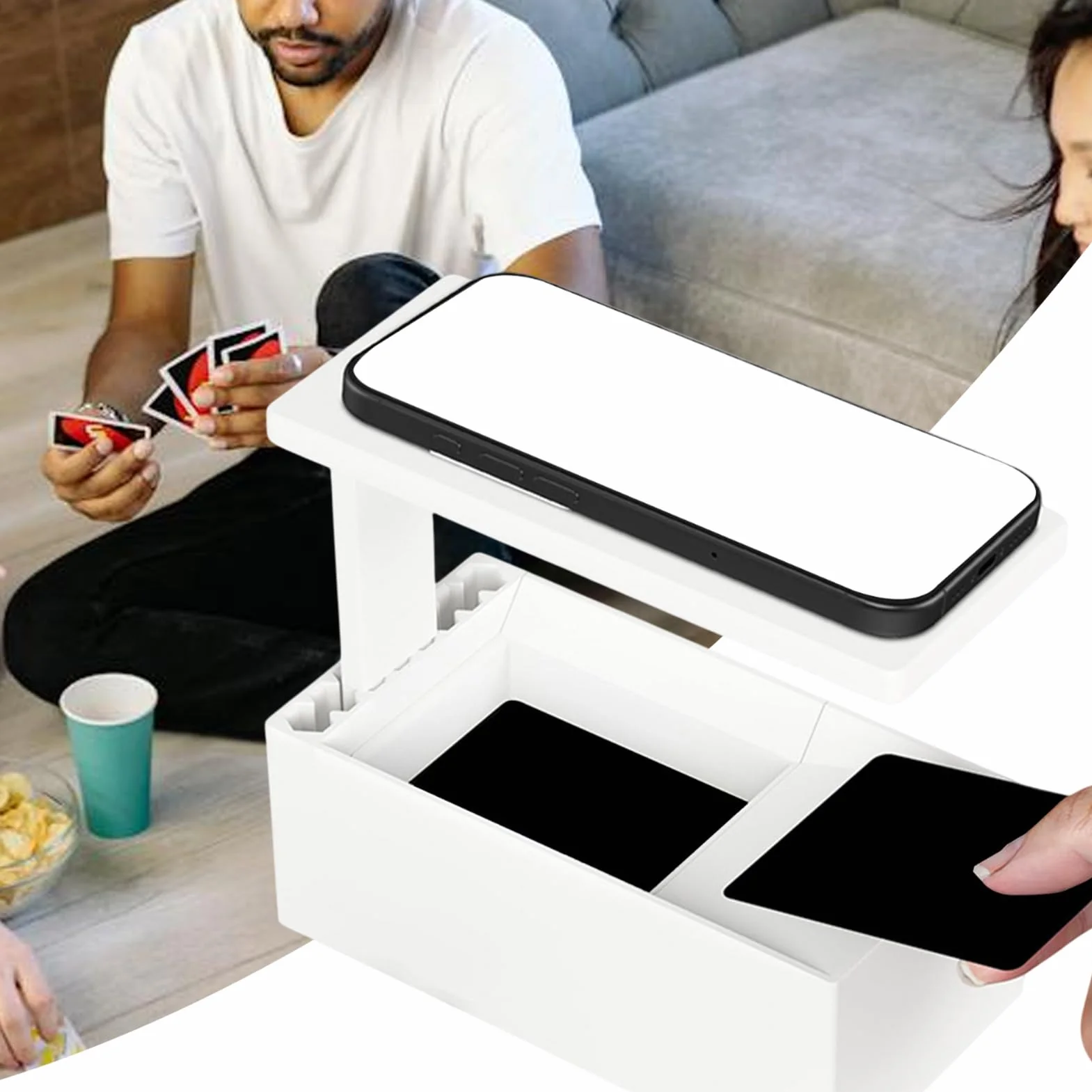 Soporte de escaneo de tarjetas comerciales, escáner de tarjetas portátil con soporte para teléfono, diseño base sin deslizamiento, escaneo rápido, herramienta de escaneo multifuncional para clasificar