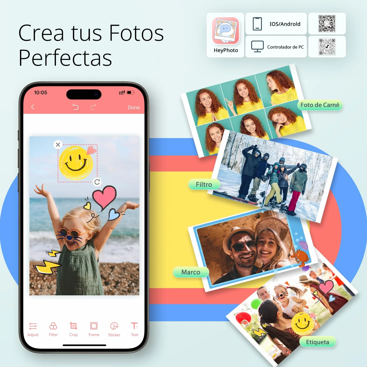 YOTON Impresora Fotos Movil, Impresora Portatil con 54 Papel de Impresión (4"x6"), Conexión Wi-Fi, Imprimir Foto de Identidad y Impresión de Vídeo AR, para iOS/Android/PC (Sistema Mac no Compatible)