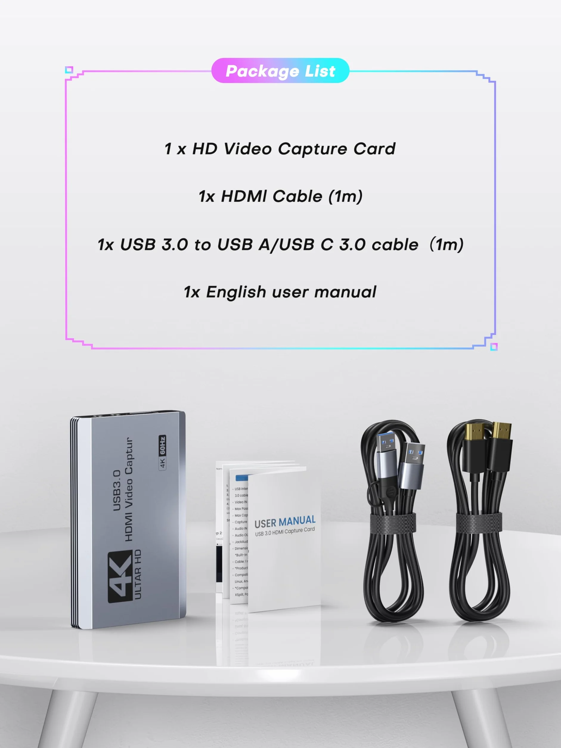 XIIXMASK Tarjeta de captura de video, tarjeta de captura USB 3.0 4K HDMI Loop-Out, 4K 60FPS/1080P 240FPS captura de videojuegos para PS5/cámara/PC/transmisión