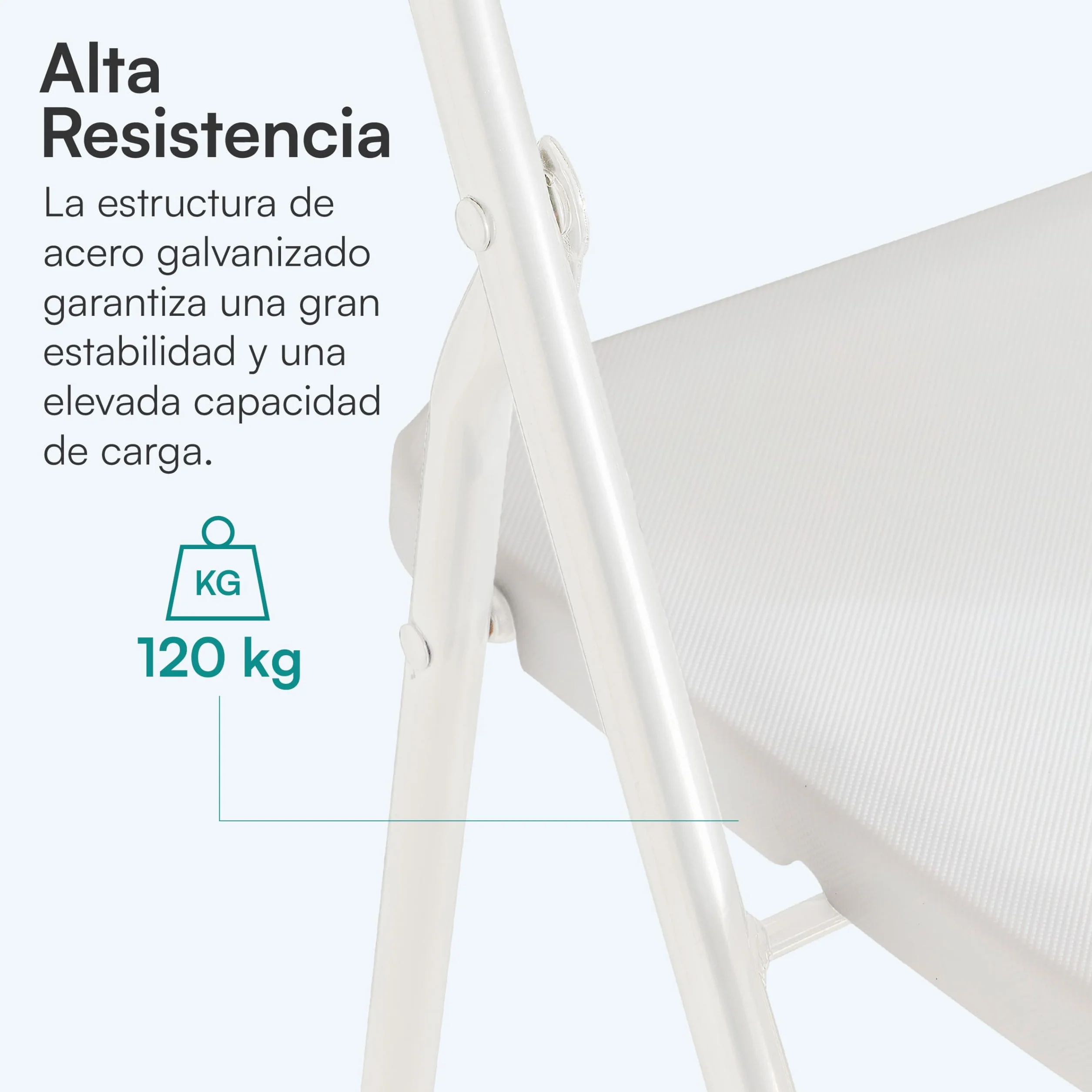 Baroni Home Silla Plegable Acero 42x38x78 cm Comedor Interior Exterior Blanco