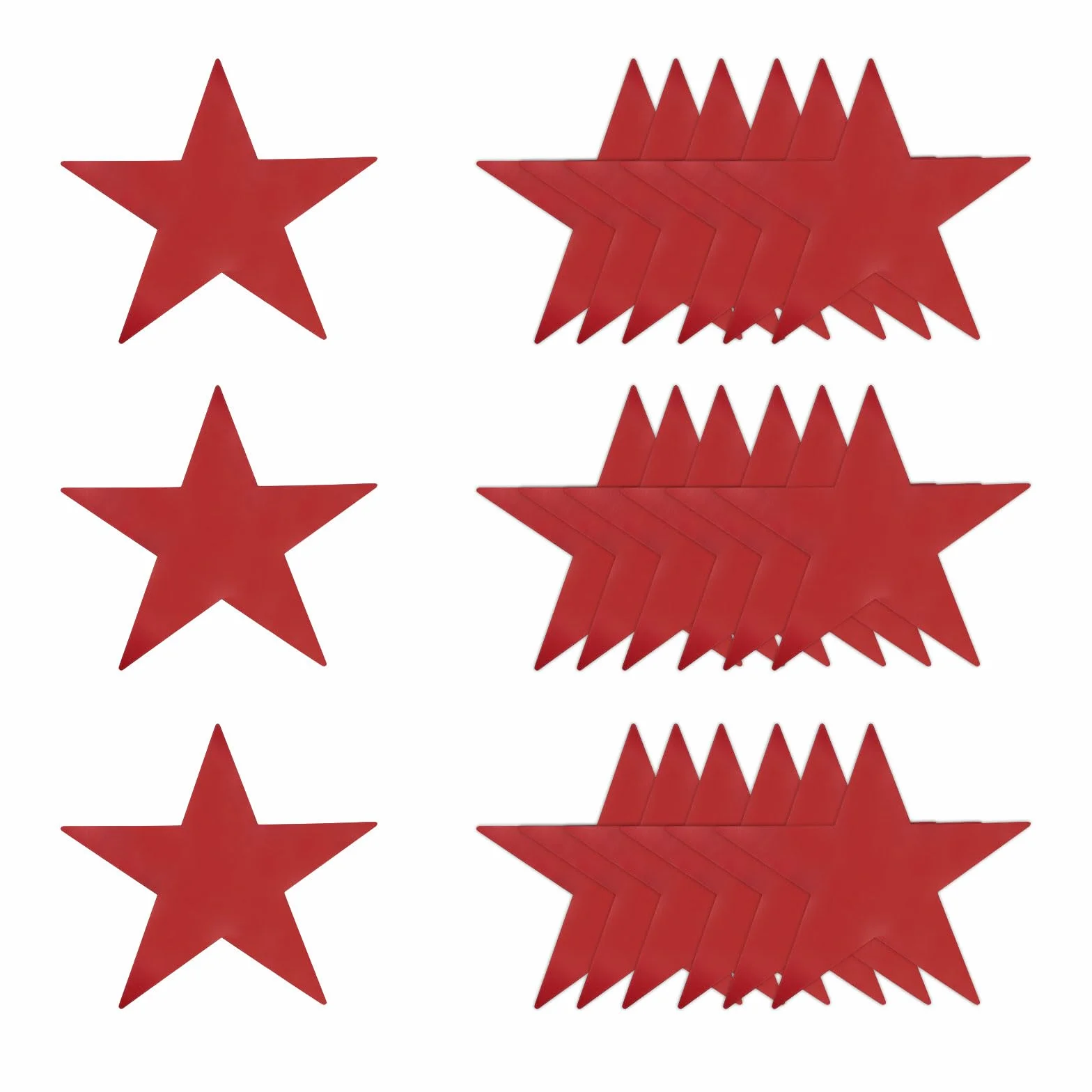 Estrellas Rojas Recortadas Decoración 20 Pcs 11" Cartón Doble Impresas Confeti