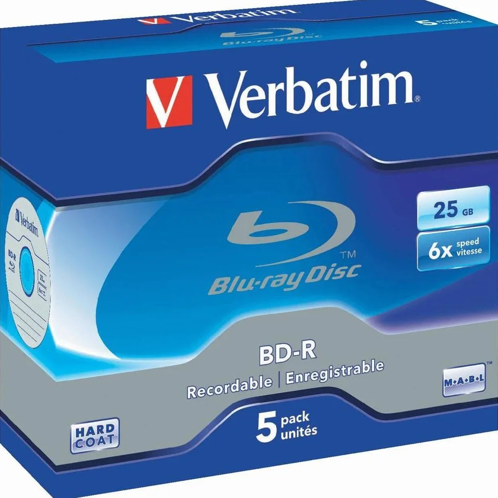 Verbatim® Blu-ray Disc™ - Caja de joyas (25 GB, 5 unidades), color negro