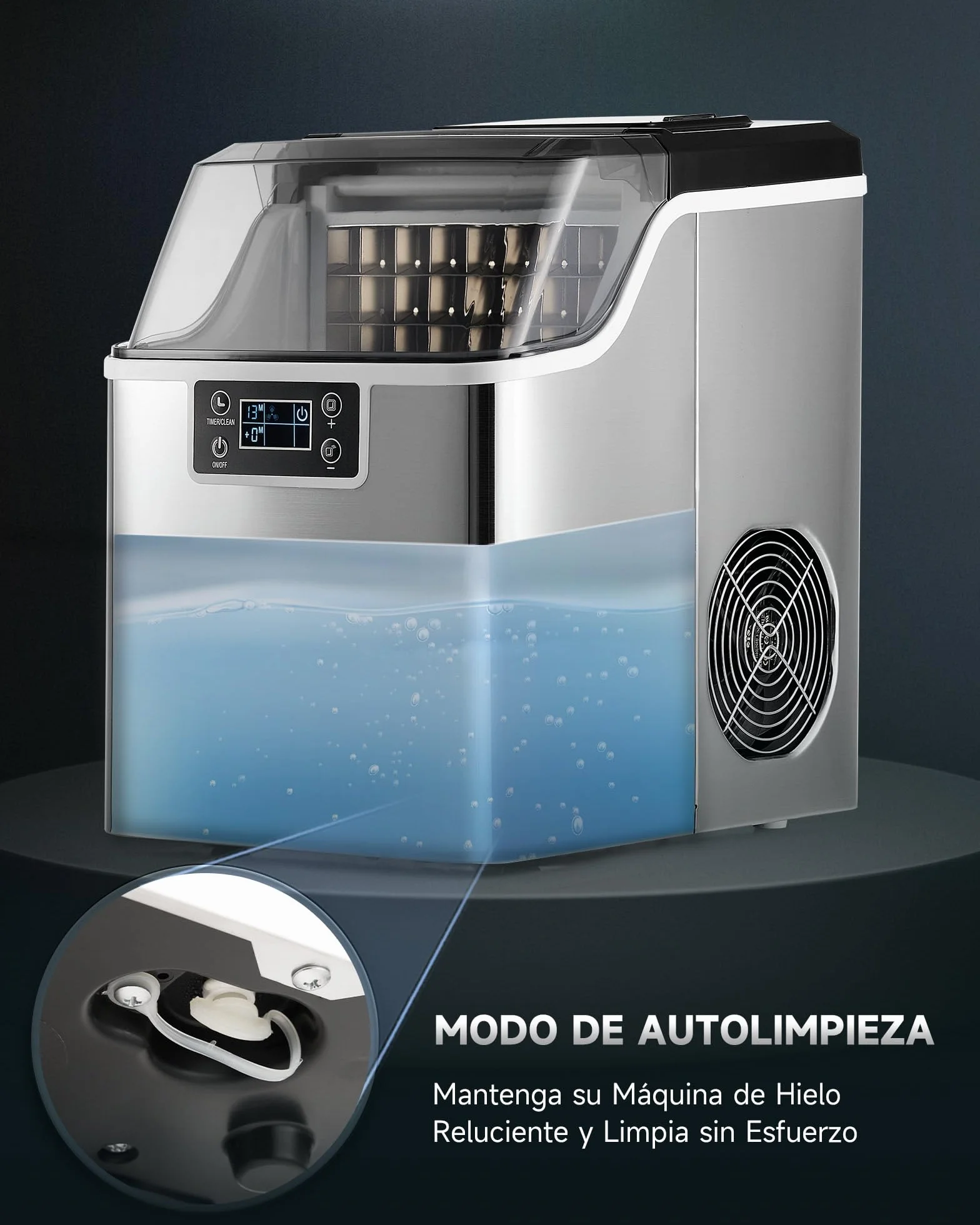 CREWORKS Maquina para Hacer Hielo 22KG/24H 24PCS 160W Portátil para Hogar