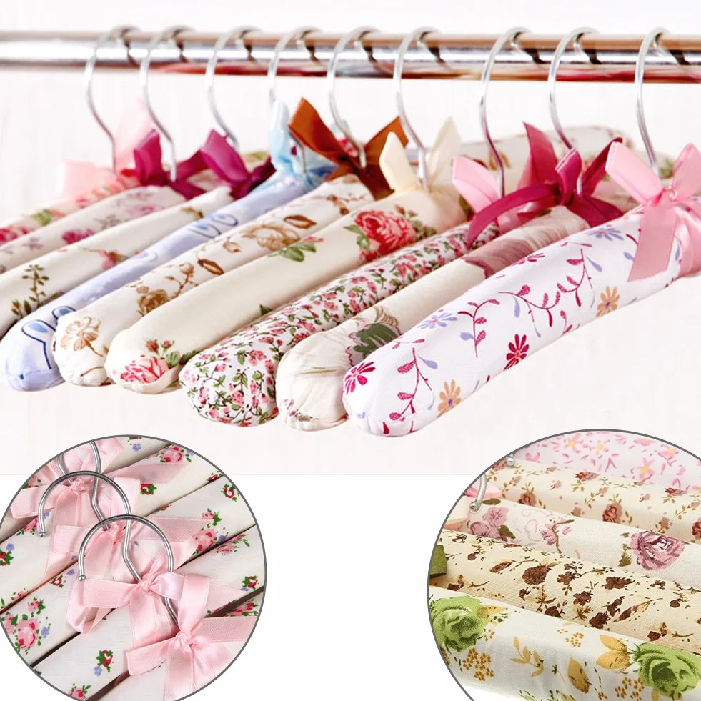 Percha Acolchada 5 Piezas Perchas Florales para Camisa Vestido Suave Colgador de Rack